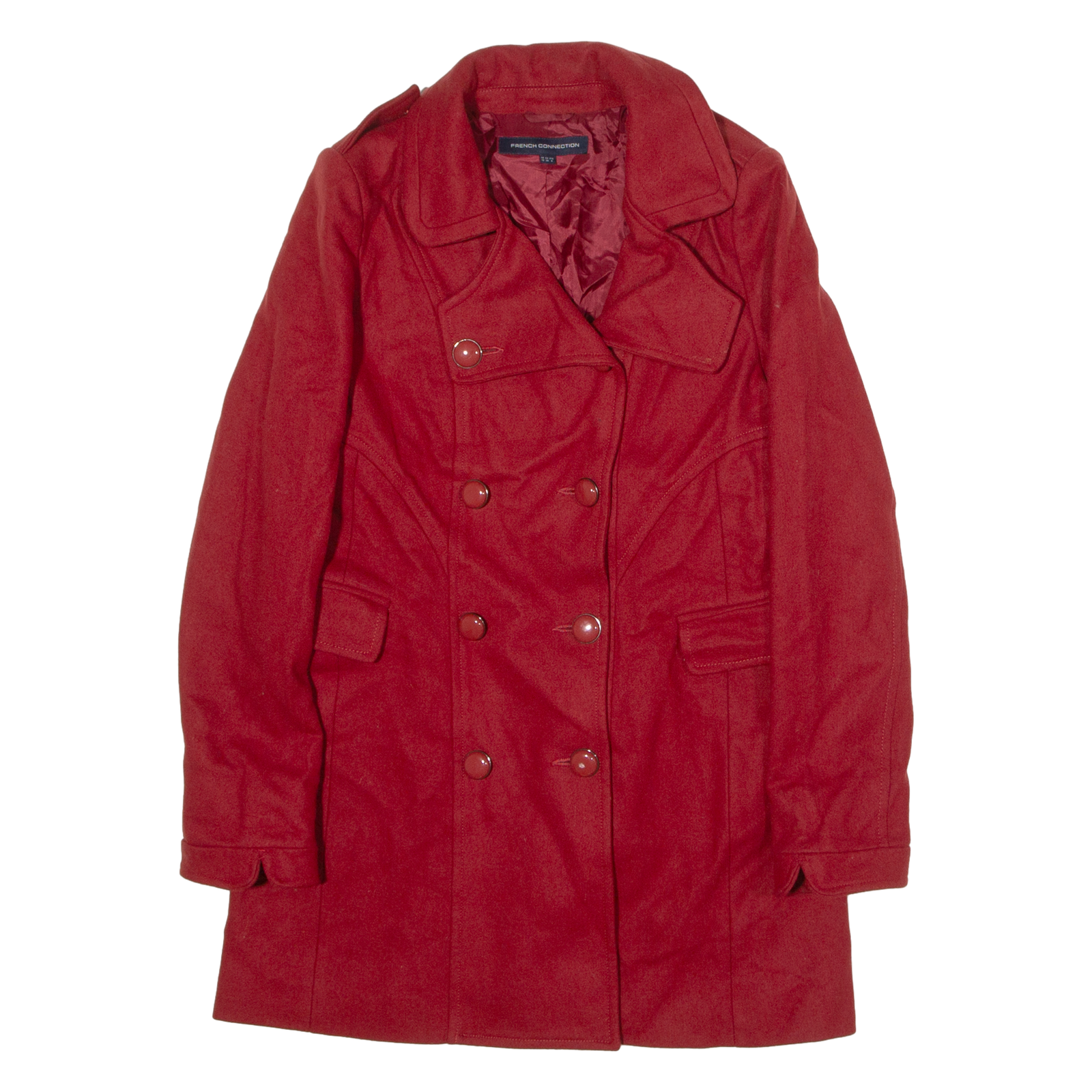 FRENCH CONNECTION Womens Trench Coat Red Wool UK 10 Refurbished - N/A refurbished available on Cerqular