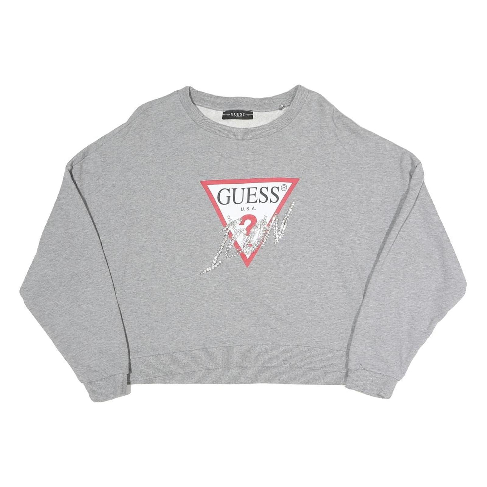 Buy GUESS Womens Grey Sweatshirt S Crew Neck Logo Cropped Pullover Cotton Blend Refurbished - $33.79 GUESS Womens Grey Sweatshirt S Crew Neck Logo Cropped Pullover Cotton Blend Refurbished - N/A refurbished available on Cerqular