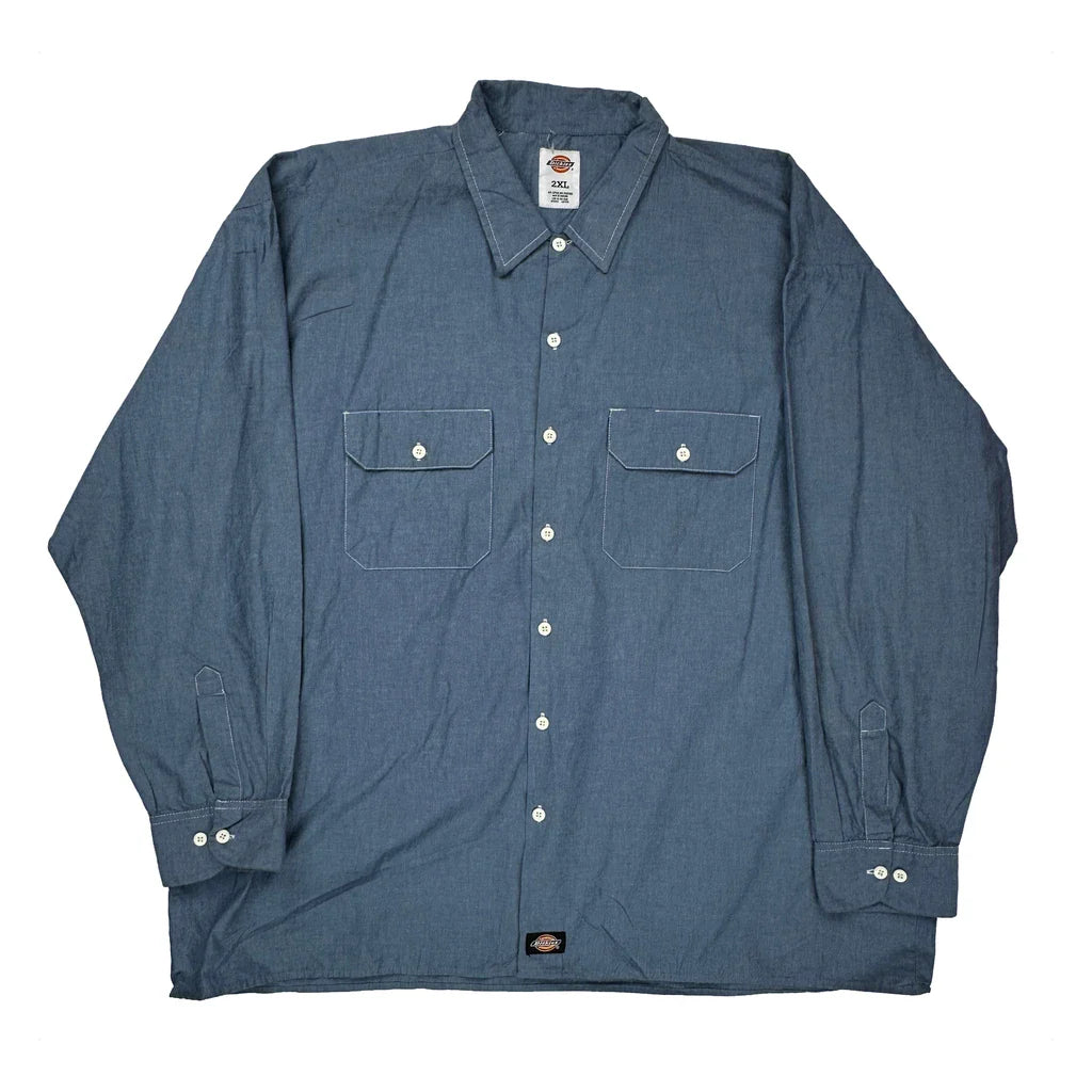 Dickies Shirt - 2XL Blue Cotton Blend Refurbished - Thrifted (note: this is a term often used to describe second- refurbished available on Cerqular