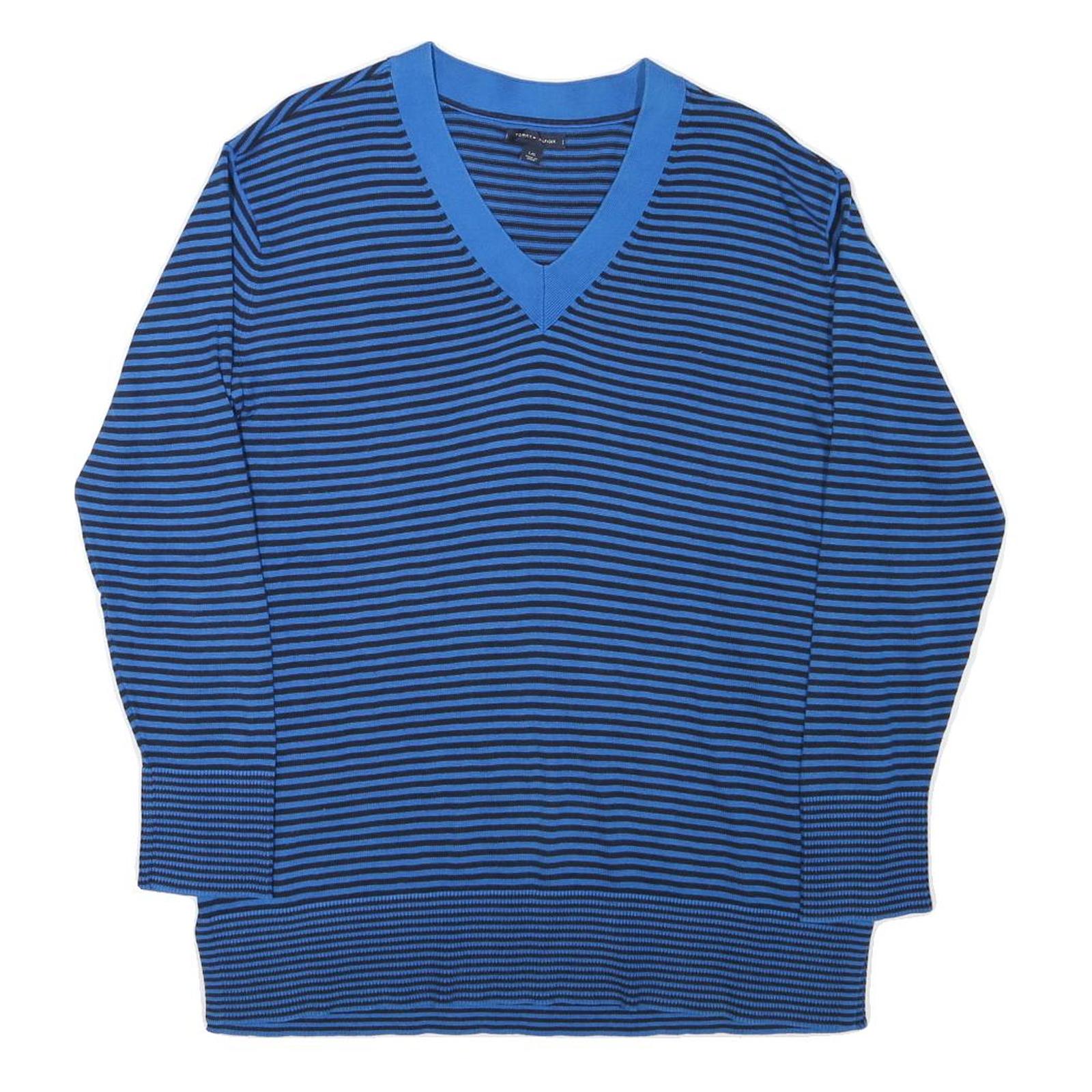 Buy TOMMY HILFIGER Womens Blue & Black Patterned Jumper V-Neck Basic Knit L Refurbished - $38.99 TOMMY HILFIGER Womens Blue & Black Patterned Jumper V-Neck Basic Knit L Refurbished - N/A refurbished available on Cerqular