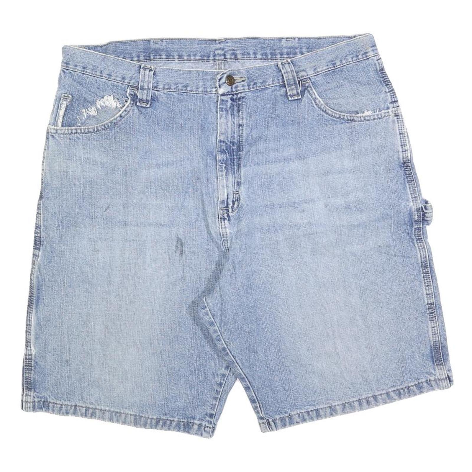 WRANGLER Mens Light Blue Denim Casual XL W38 Carpenter Shorts Cotton Blend Refurbished - N/A refurbished available on Cerqular