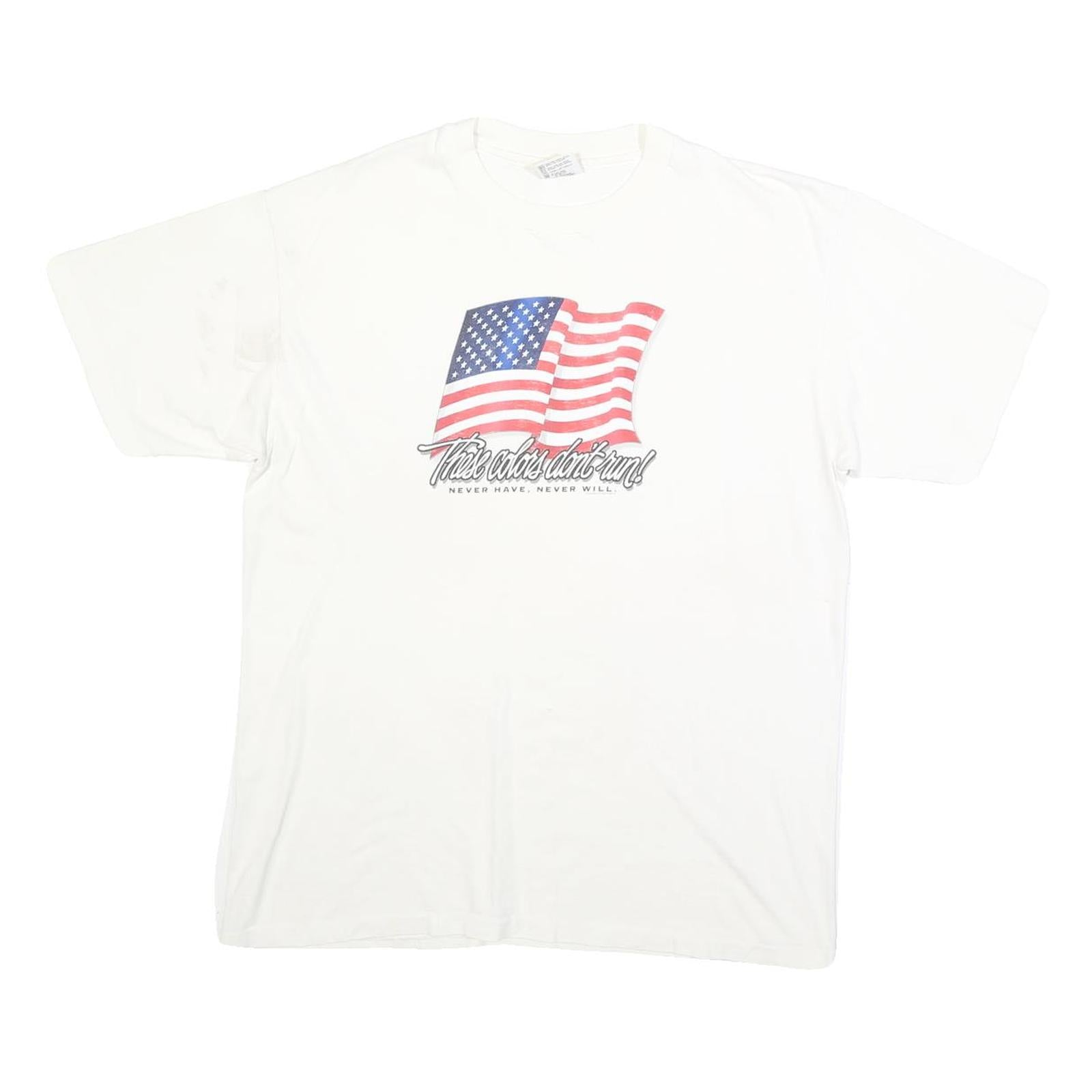 ANVIL Mens White USA Flag Graphic T-Shirt L Short Sleeve Crew Neck Cotton Blend Refurbished - N/A refurbished available on Cerqular