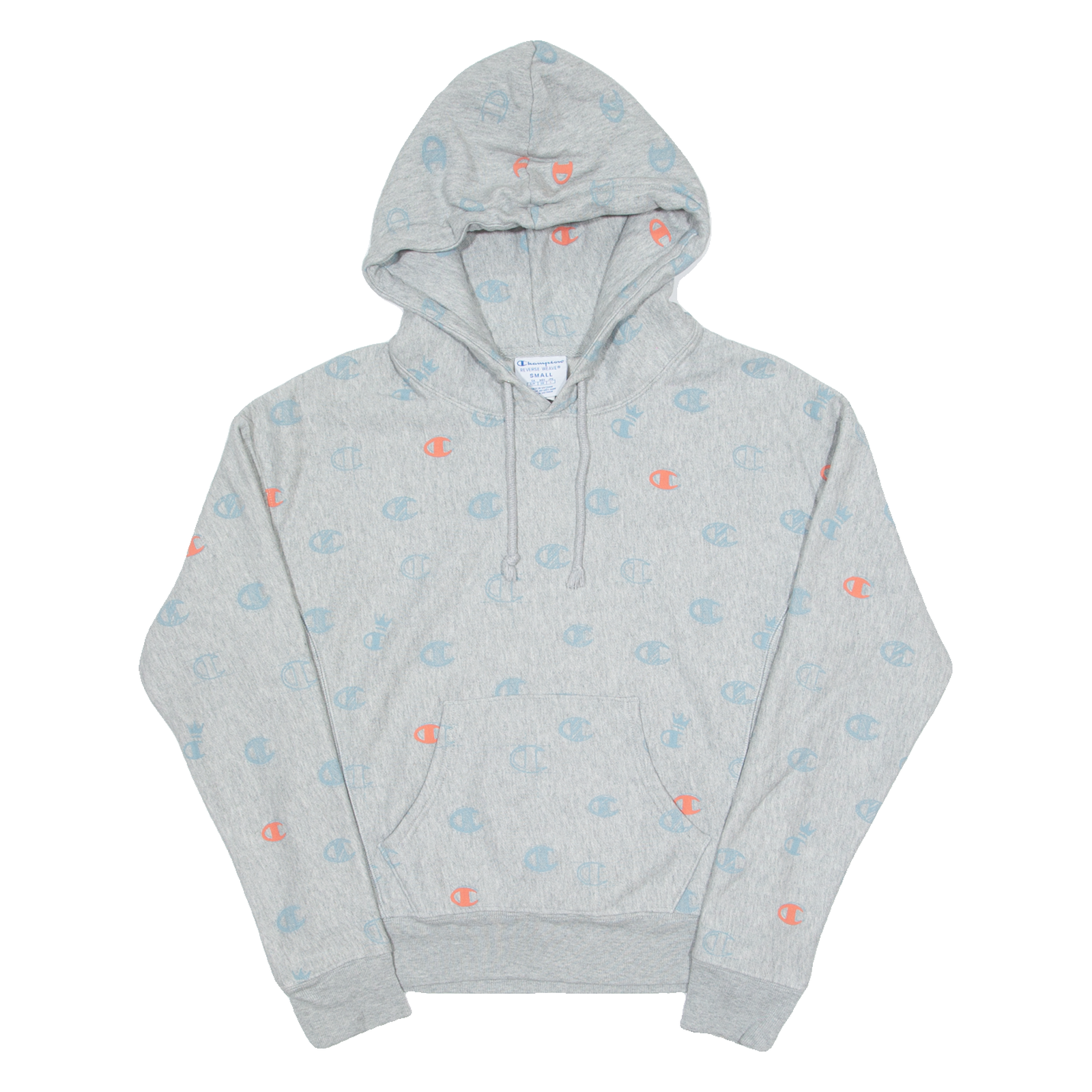 CHAMPION REVERSE WEAVE All Over Print Mens Grey Hoodie S Refurbished - N/A refurbished available on Cerqular