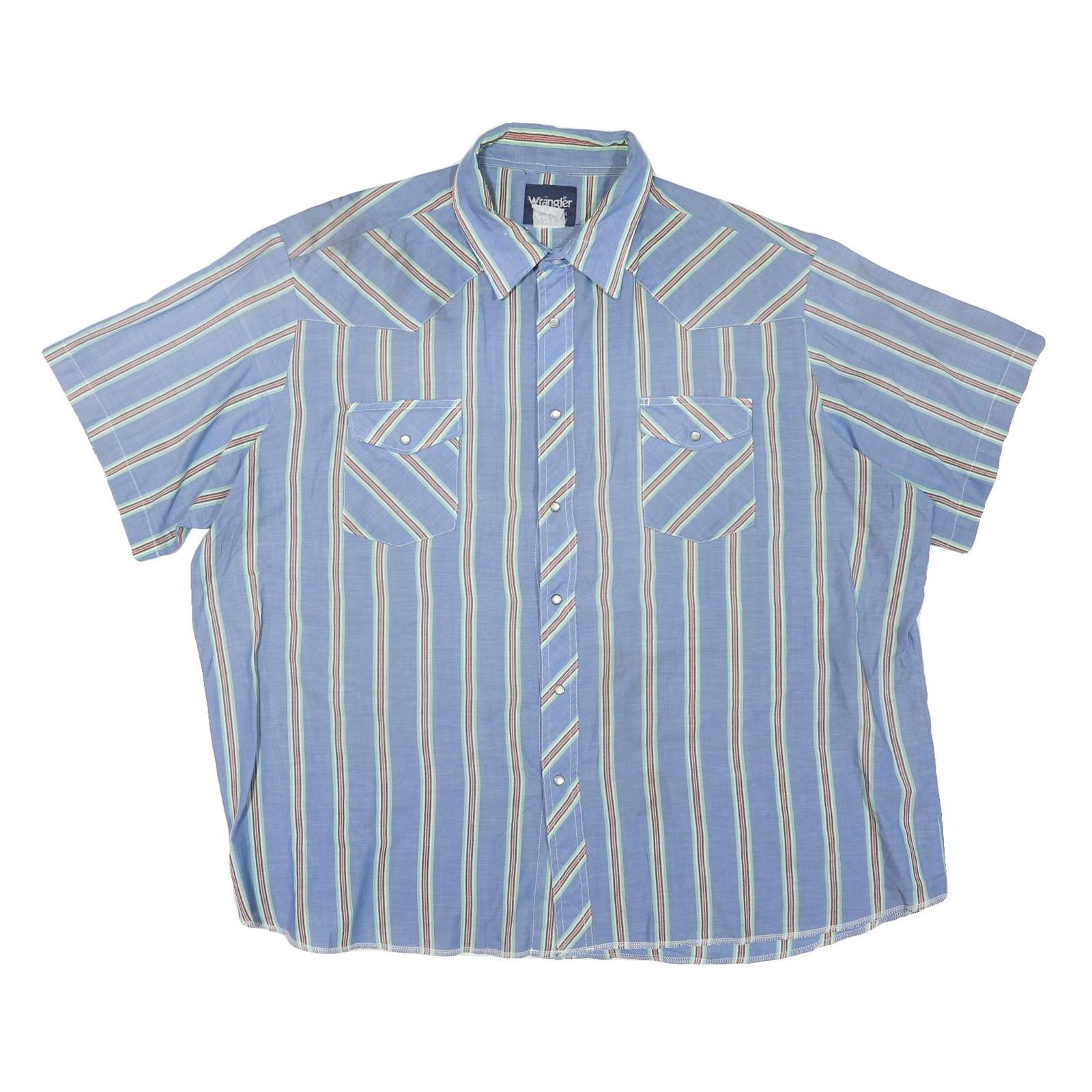 WRANGLER Mens Blue & Cream Striped Cotton Blend Shirt 2XL Casual Western Refurbished - N/A refurbished available on Cerqular