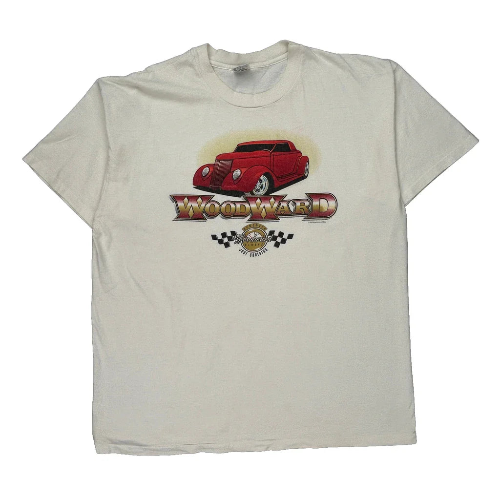Anvil Single Stitch T-Shirt - 2XL Cream Cotton Refurbished - Thrifted (note: this is a term often used to describe second- refurbished available on Cerqular