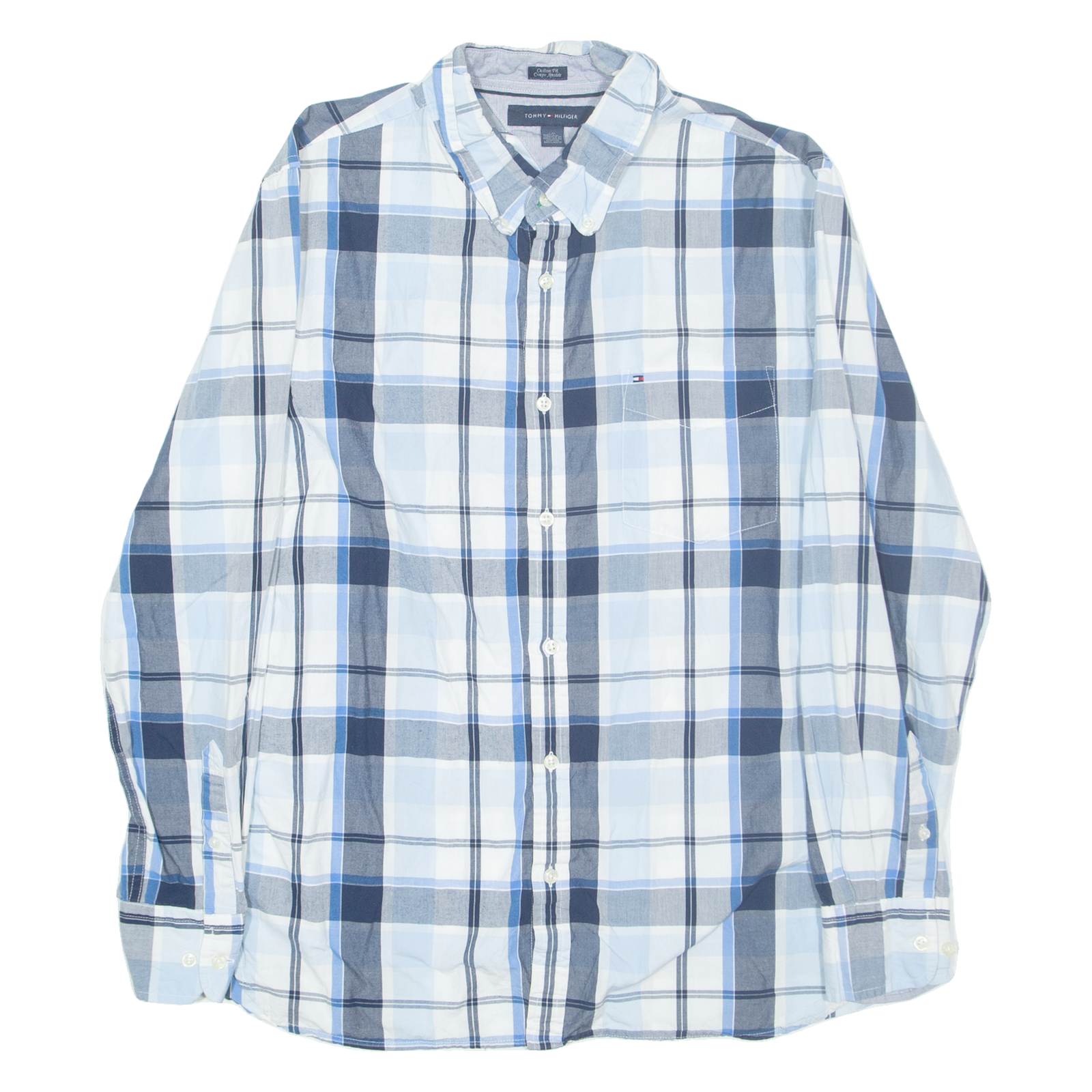 TOMMY HILFIGER Mens Shirt Blue Check Long Sleeve M Refurbished - N/A refurbished available on Cerqular