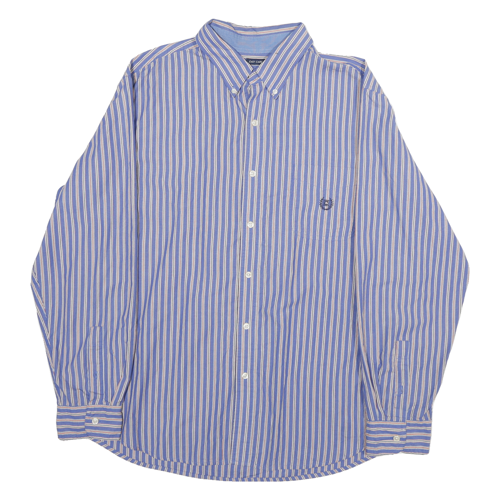 CHAPS Mens Blue & Cream Striped Shirt XL Button Down Cotton Blend Classic Refurbished - N/A refurbished available on Cerqular