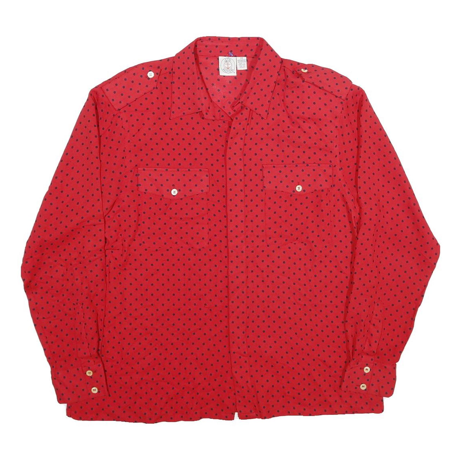J G HOOK Womens Red & Black Polka Dot Shirt Long Sleeve Collared UK 14 Blouse Refurbished - N/A refurbished available on Cerqular