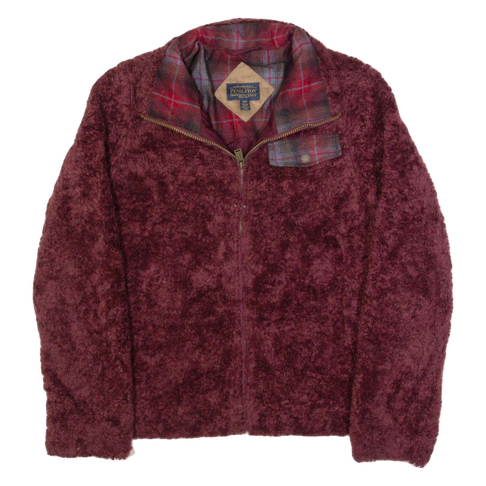 PENDLETON Womens Fleece Jacket Maroon M Refurbished - N/A refurbished available on Cerqular