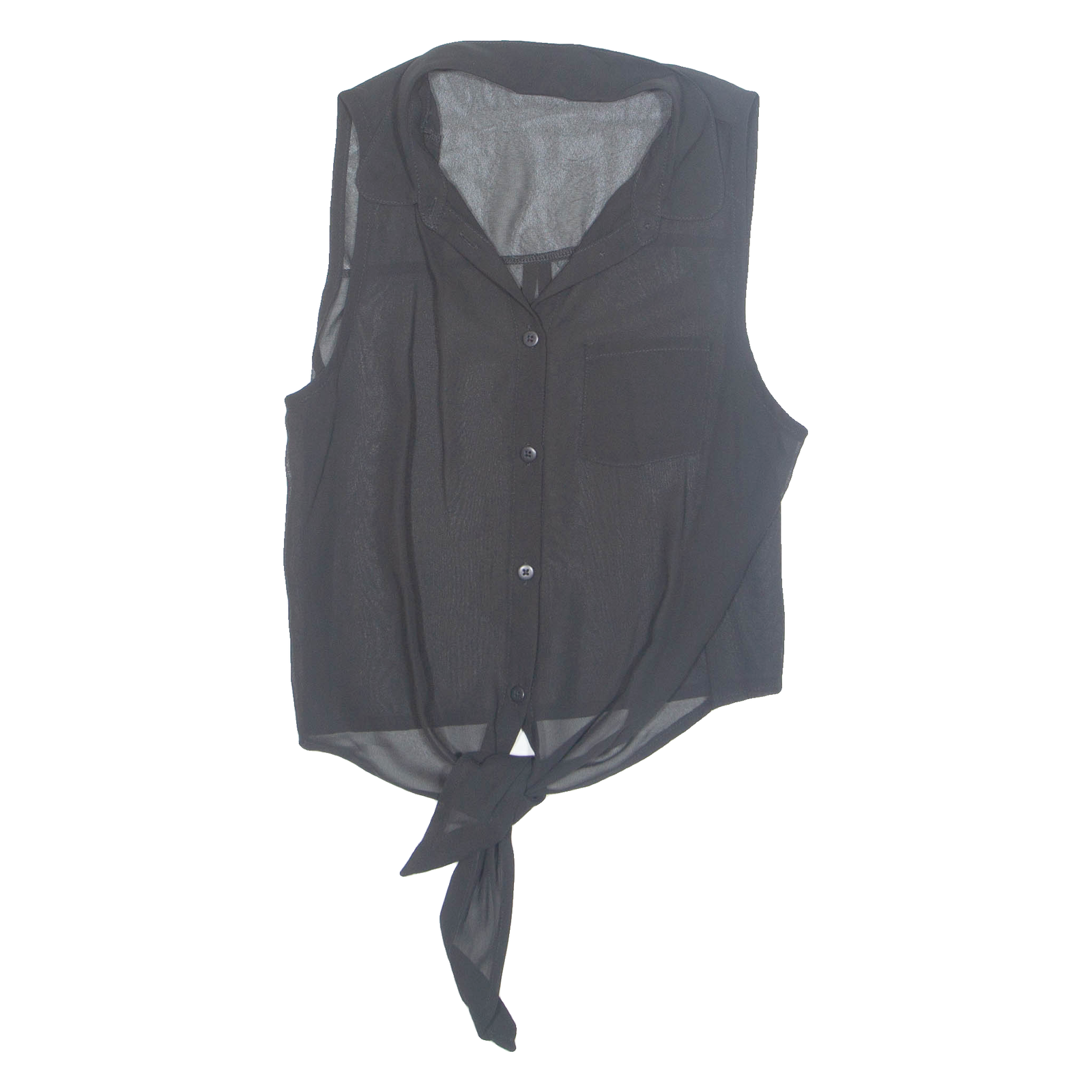 Buy Tie Front Sheer Womens Shirt Black Collared S Refurbished - $16.89 Tie Front Sheer Womens Shirt Black Collared S Refurbished - N/A refurbished available on Cerqular