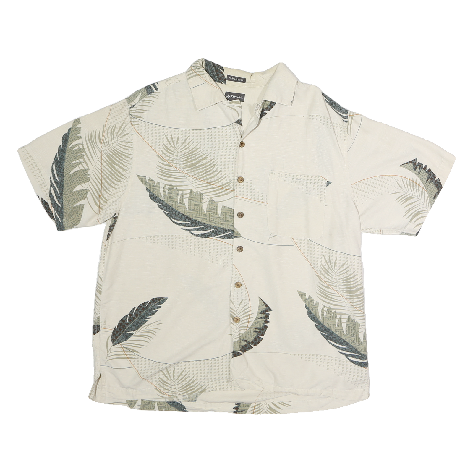 Buy ST JOHNS BAY Mens Cream Beige Leaf Print Cotton Shirt M Lightweight Summer Style Refurbished - $14.29 ST JOHNS BAY Mens Cream Beige Leaf Print Cotton Shirt M Lightweight Summer Style Refurbished - N/A refurbished available on Cerqular