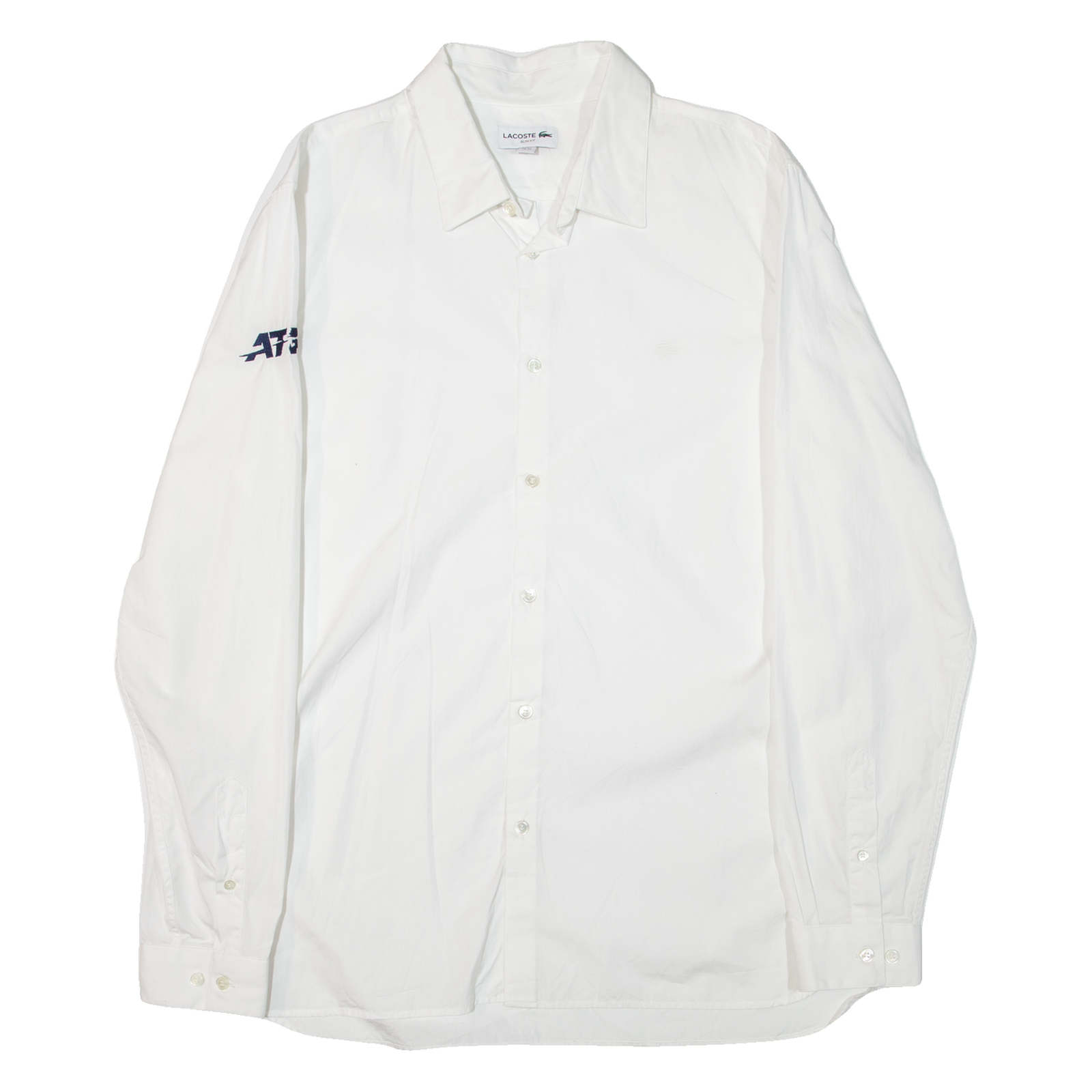 LACOSTE Slim Fit Mens Plain Shirt White Long Sleeve L Refurbished - N/A refurbished available on Cerqular
