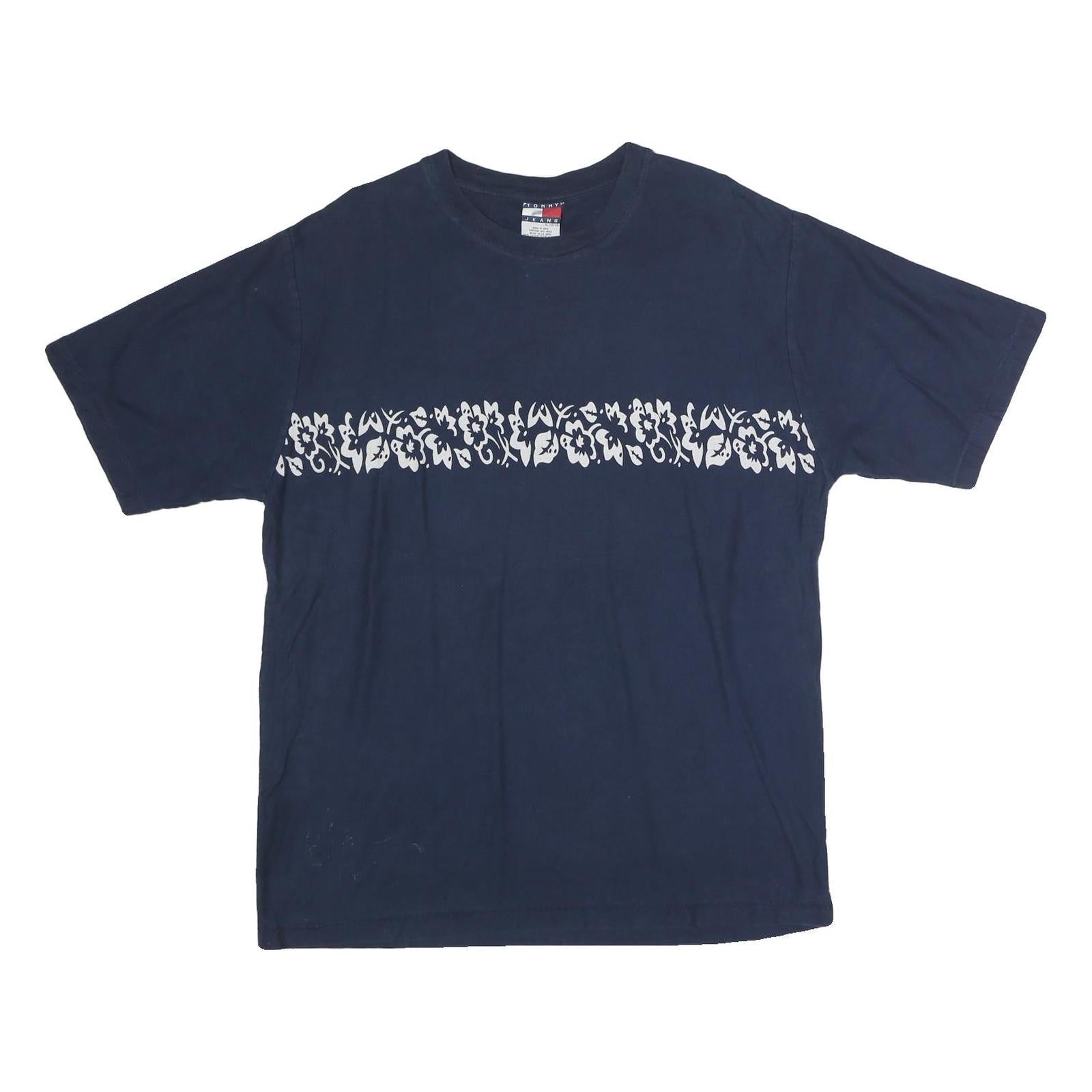 TOMMY JEANS Mens Navy Blue Graphic T-Shirt XL Short Sleeve Crew Neck Floral Refurbished - N/A refurbished available on Cerqular