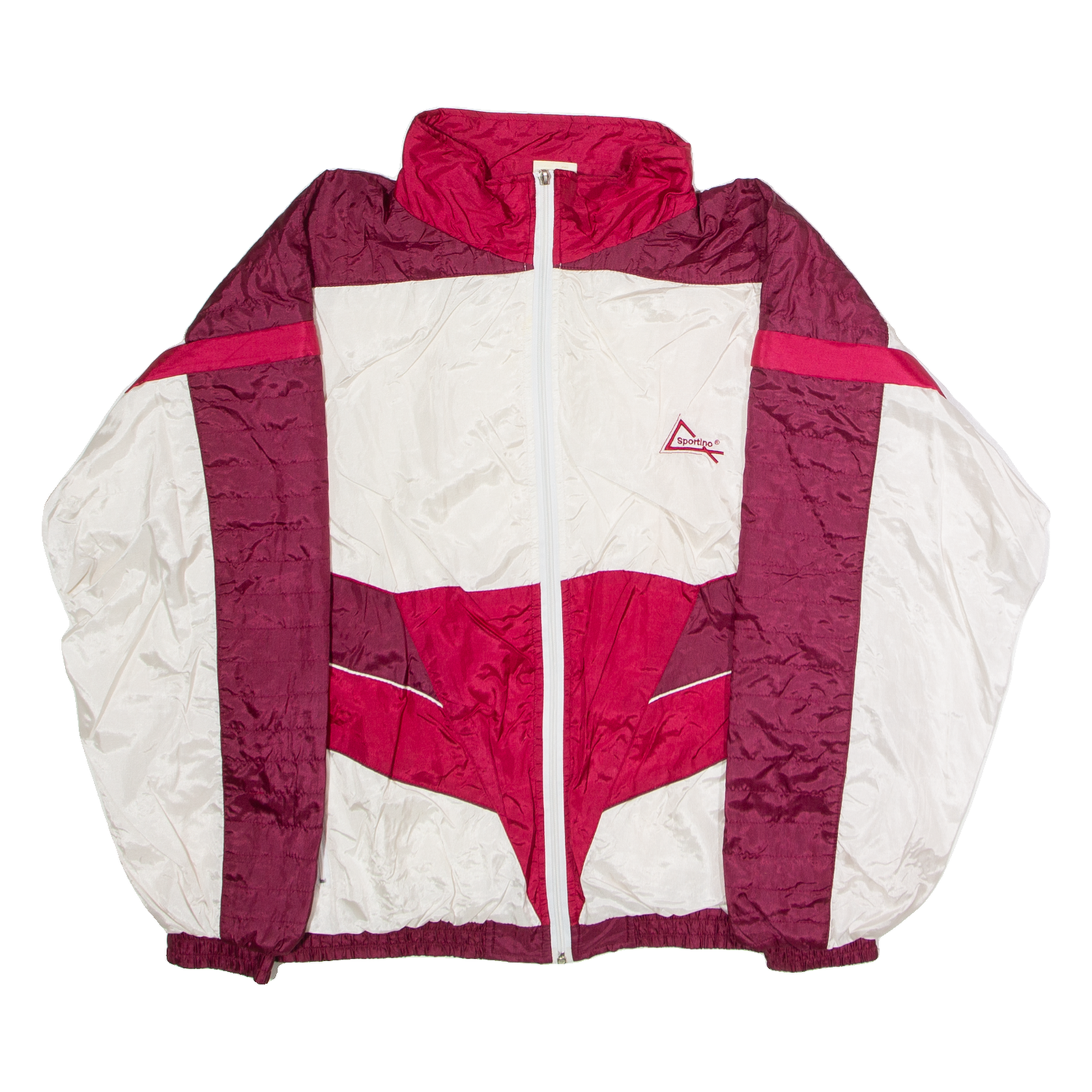 SPORTINO Mens Shell Jacket Maroon Nylon 80s Colourblock XL Refurbished - N/A refurbished available on Cerqular