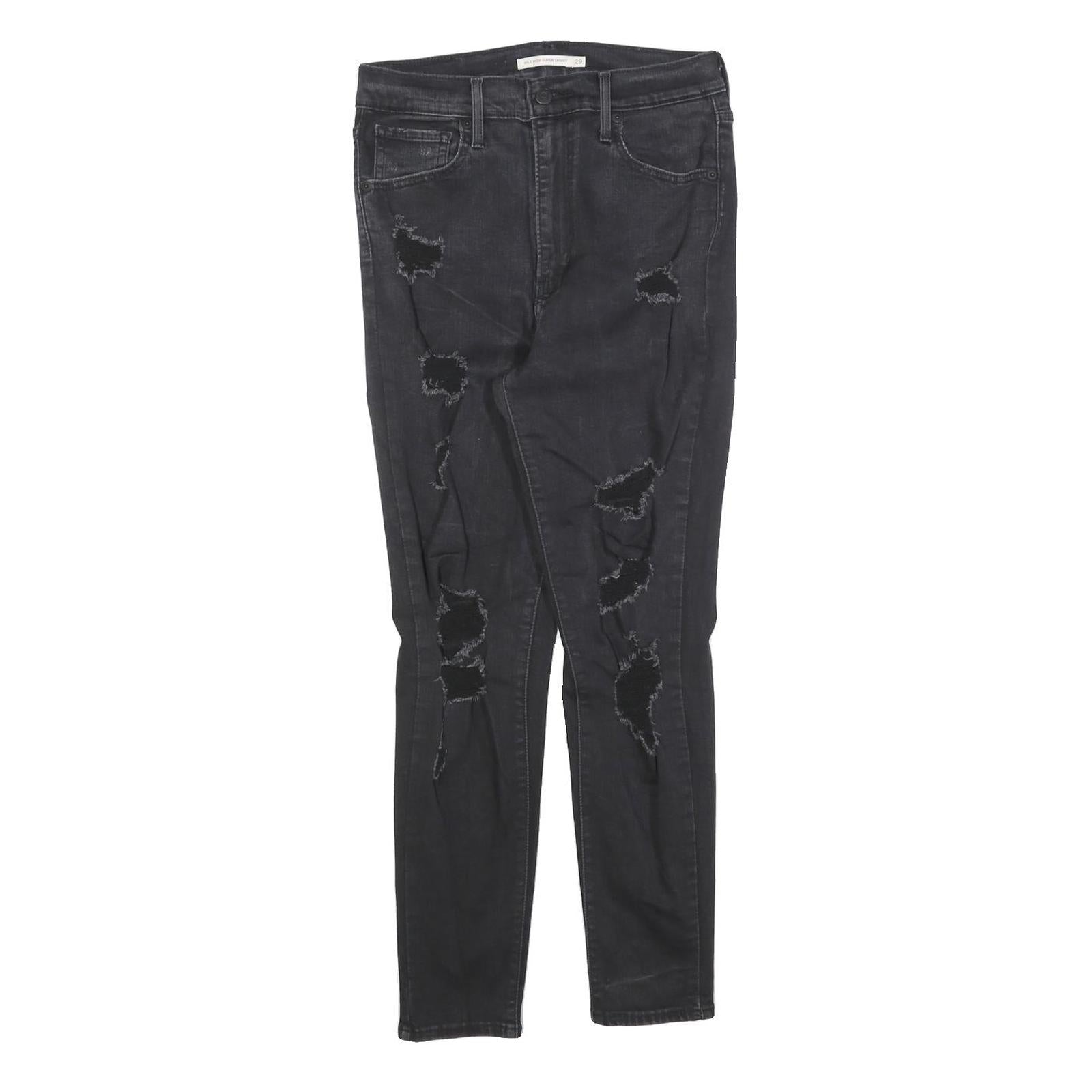 LEVI'S Womens Slim Black Denim Skinny Jeans W29 L26 Distressed Cotton Blend Zip Refurbished - N/A refurbished available on Cerqular