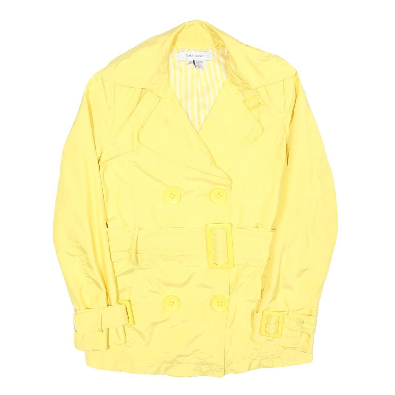 ZARA Womens Yellow Coat XS Polyester Blend Button Plain Stylish Lightweight Refurbished - N/A refurbished available on Cerqular