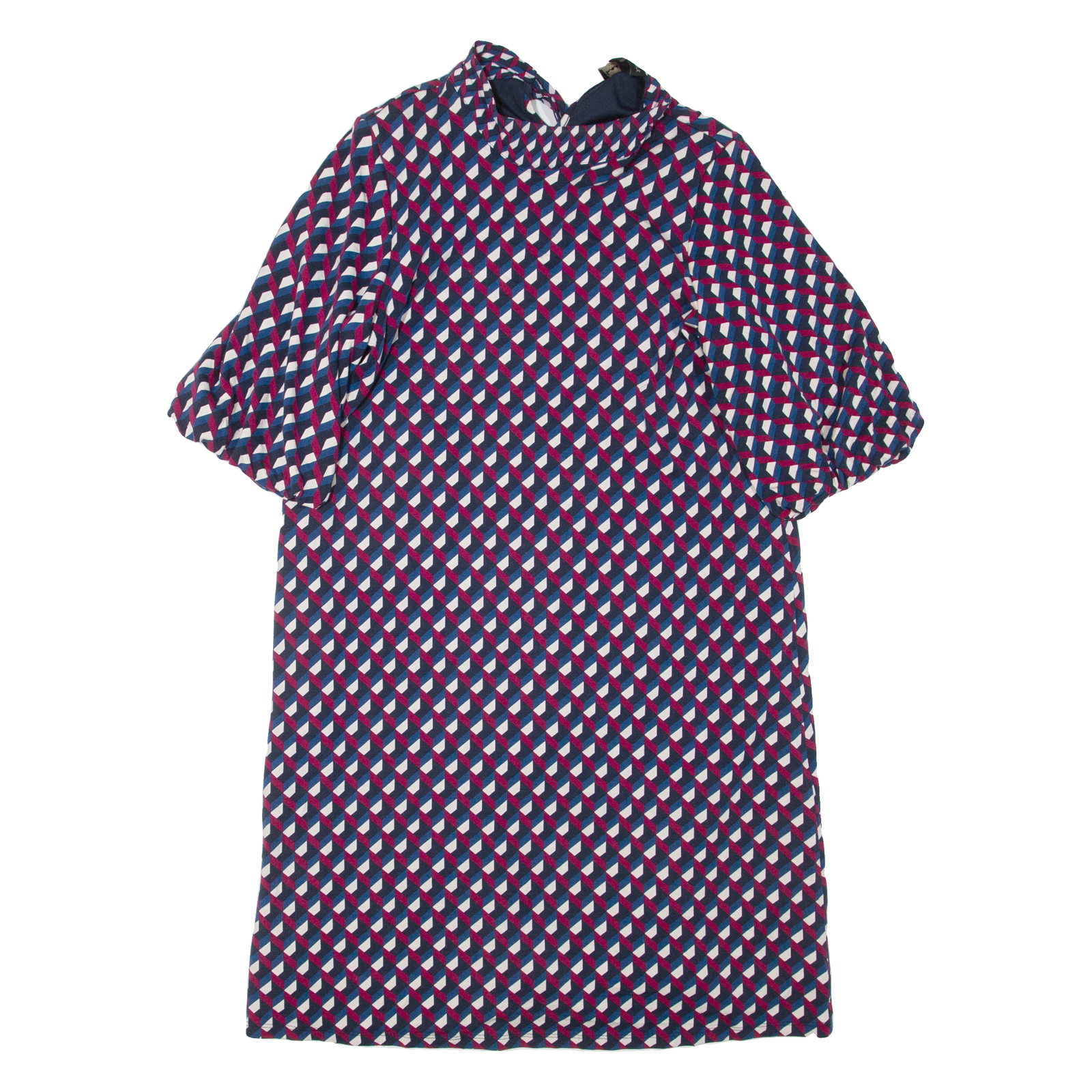 PHASE EIGHT Womens Day Dress Blue Geometric Short Sleeve Knee Length UK 12 Refurbished - N/A refurbished available on Cerqular