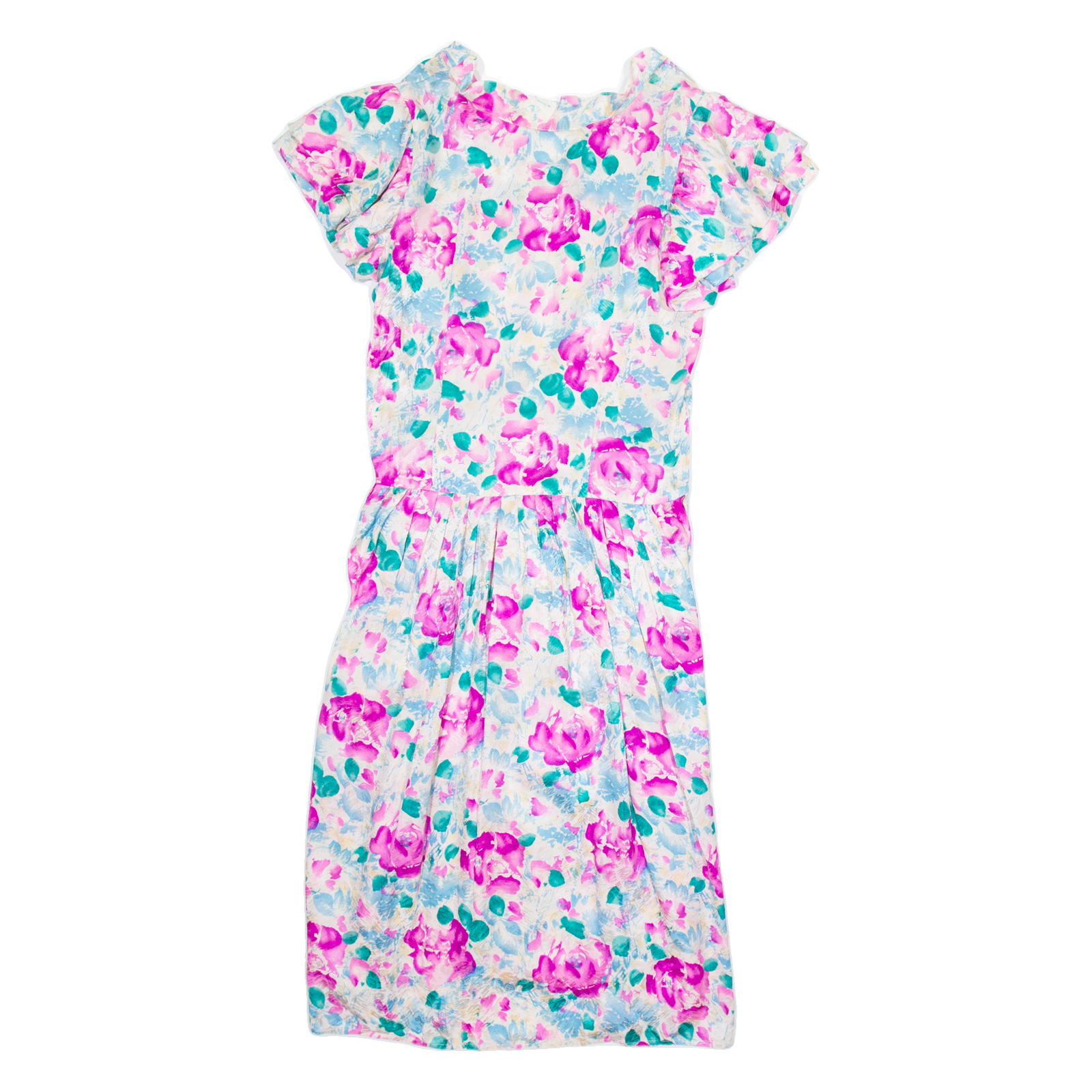 Womens Day Dress Pink Floral Short Sleeve Midi L Refurbished - N/A refurbished available on Cerqular