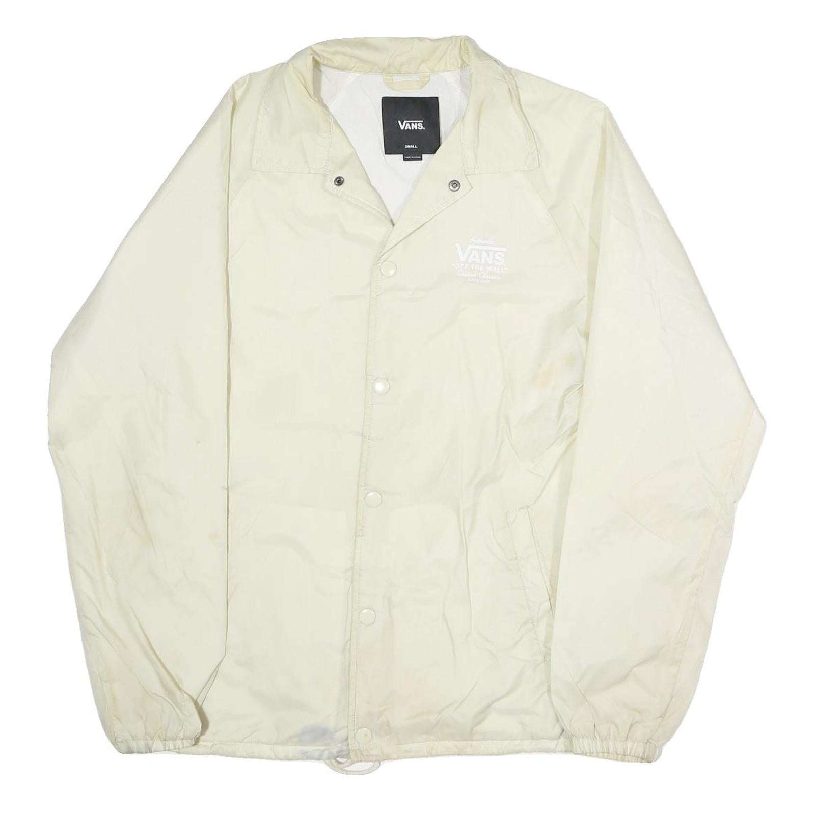 VANS Mens Cream Nylon Button Jacket S Plain Lightweight Casual Outerwear Refurbished - N/A refurbished available on Cerqular