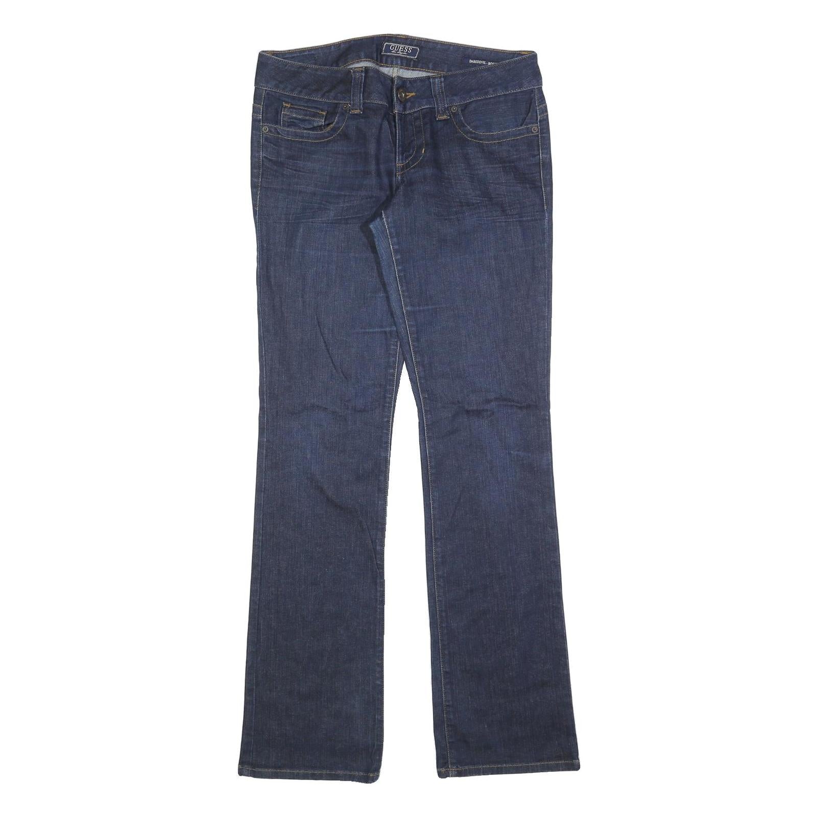 GUESS Womens Jeans Blue Regular Straight Denim Dark W32 L34 Zip Cotton Blend Refurbished - N/A refurbished available on Cerqular