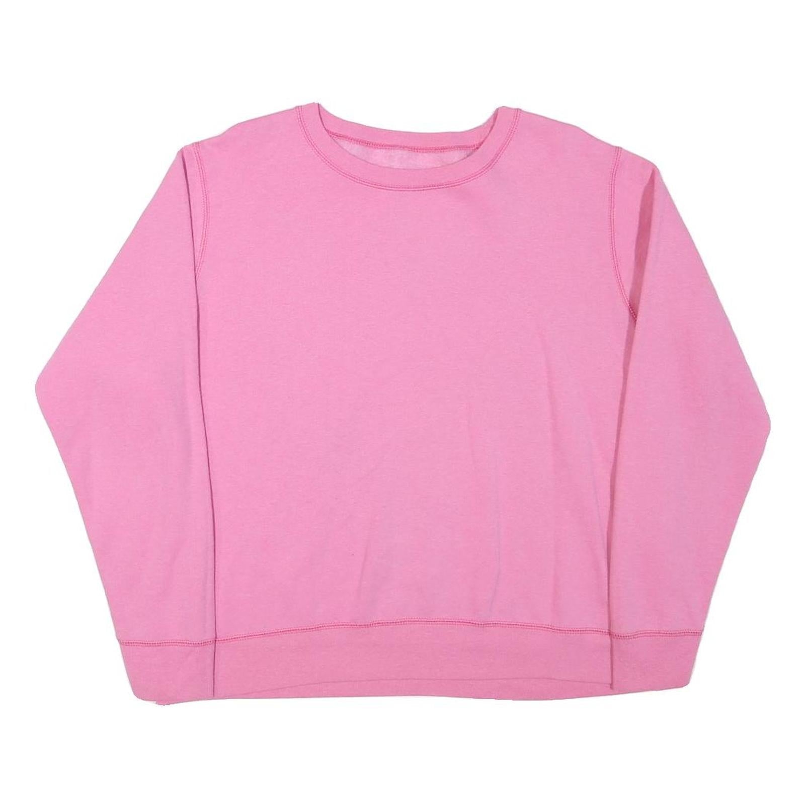 HANES Womens Pink Sweatshirt Crew Neck L Cotton Blend Casual Pullover Top Refurbished - N/A refurbished available on Cerqular