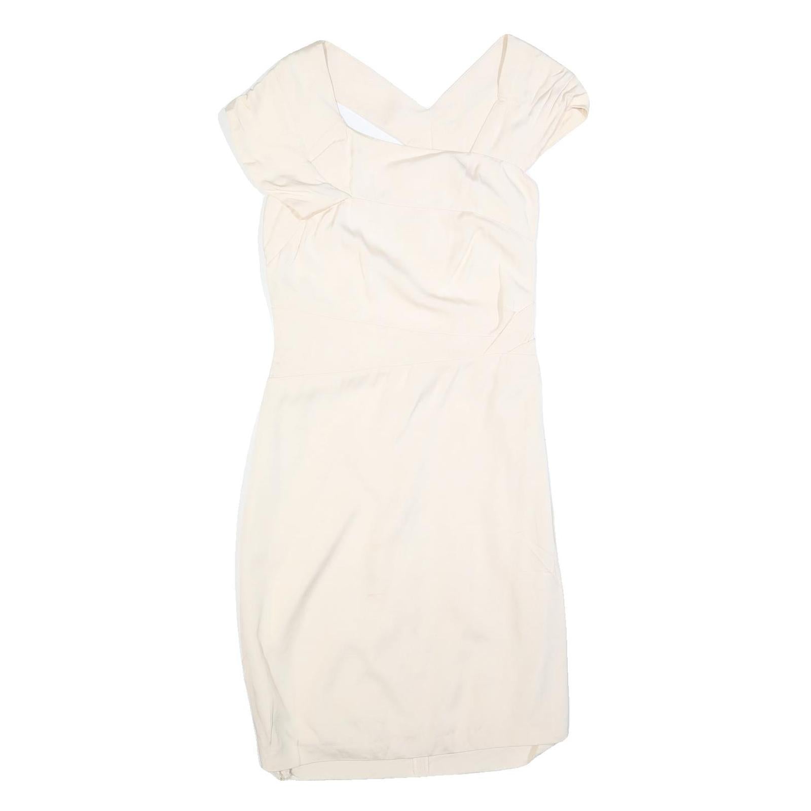 REISS Womens Cream Fit & Flare Woven Mini Dress Polyester Blend UK 10 Elegant Refurbished - N/A refurbished available on Cerqular