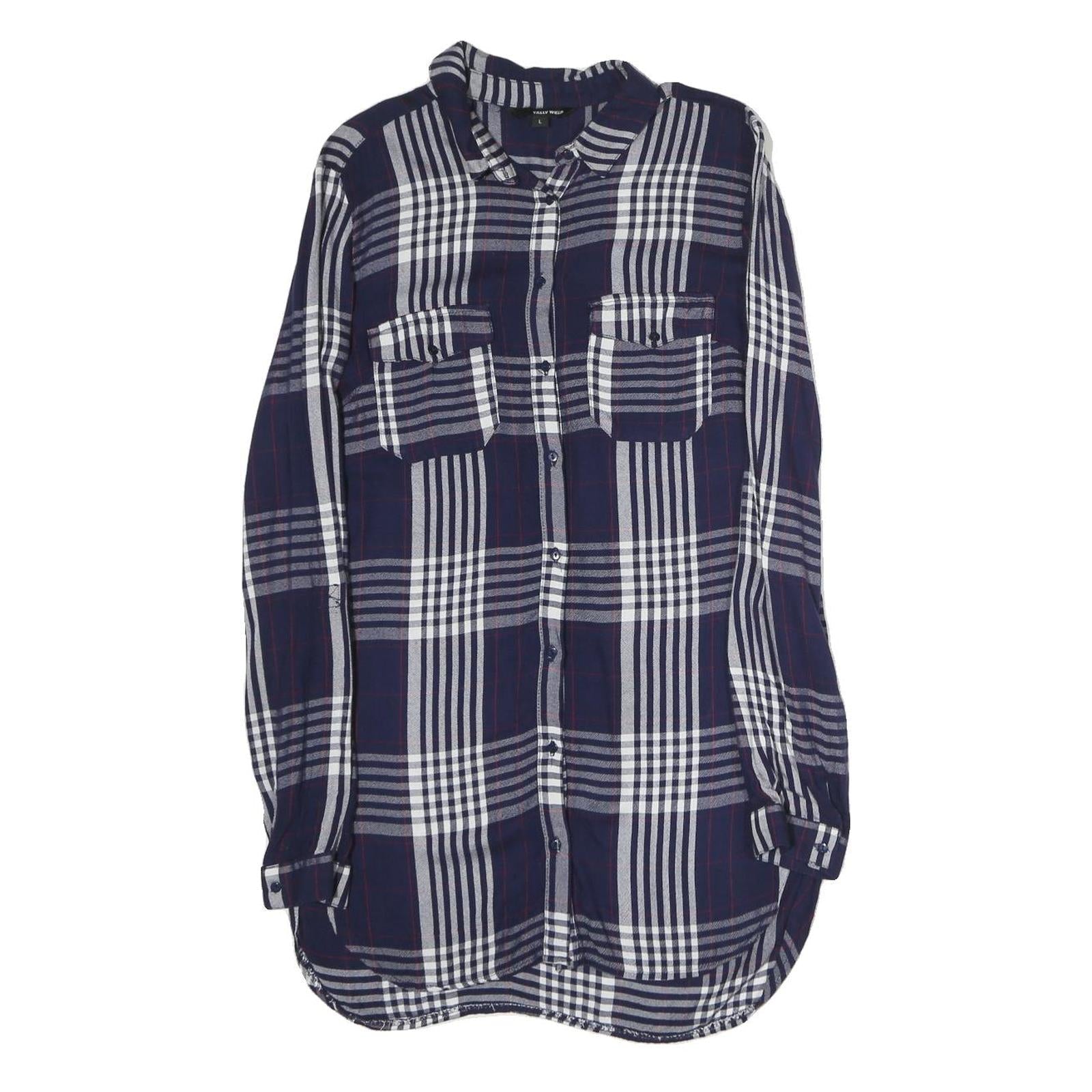 TALLY WEIJL Mens Blue & White Check Shirt L Cotton Blend Casual Long Sleeve Refurbished - N/A refurbished available on Cerqular
