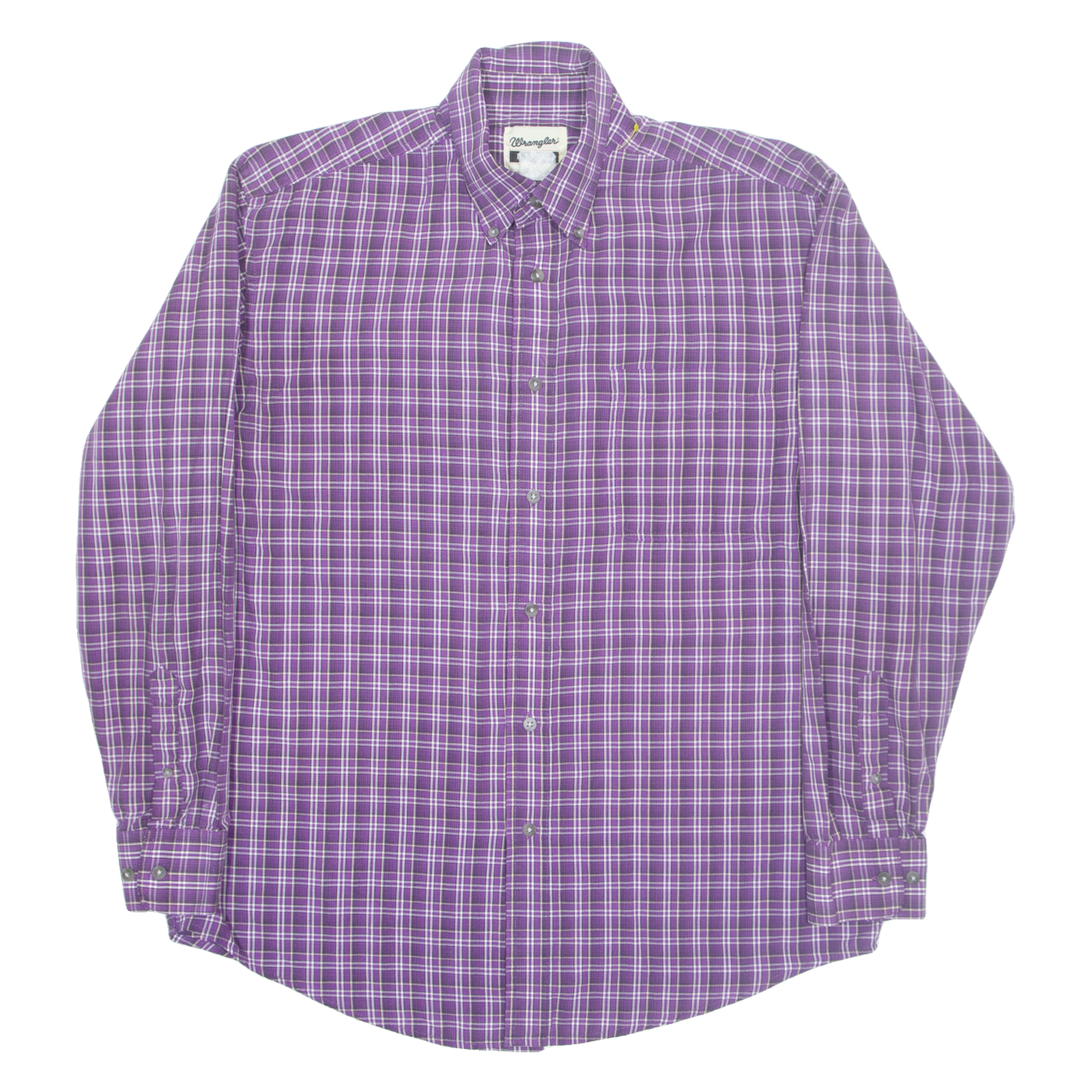 WRANGLER Mens Shirt Purple Check Long Sleeve L Refurbished - N/A refurbished available on Cerqular