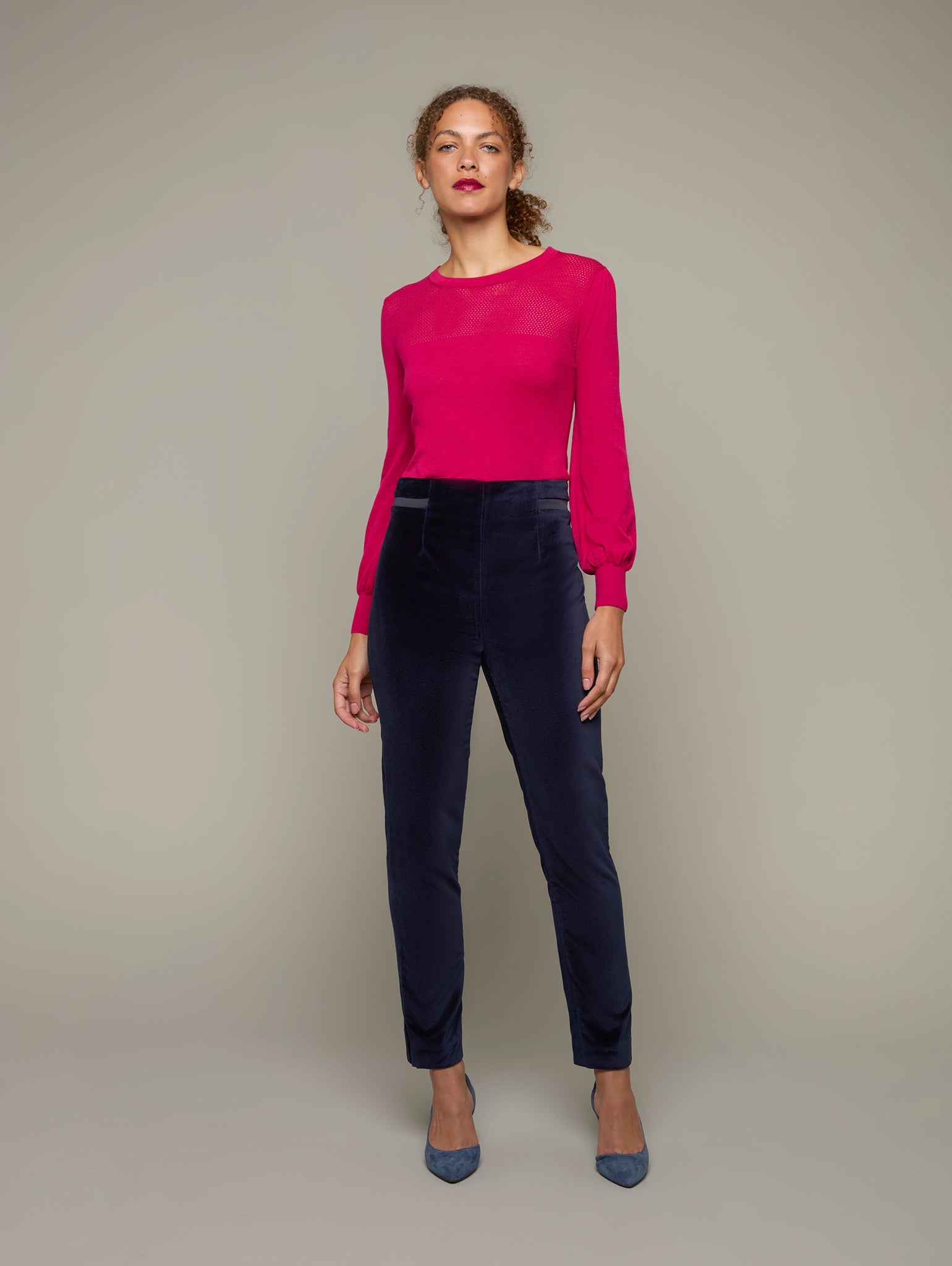 FREESIA | Cotton-Silk Knit Top | Color: Raspberry | Size: XS Refurbished - N/A refurbished available on Cerqular