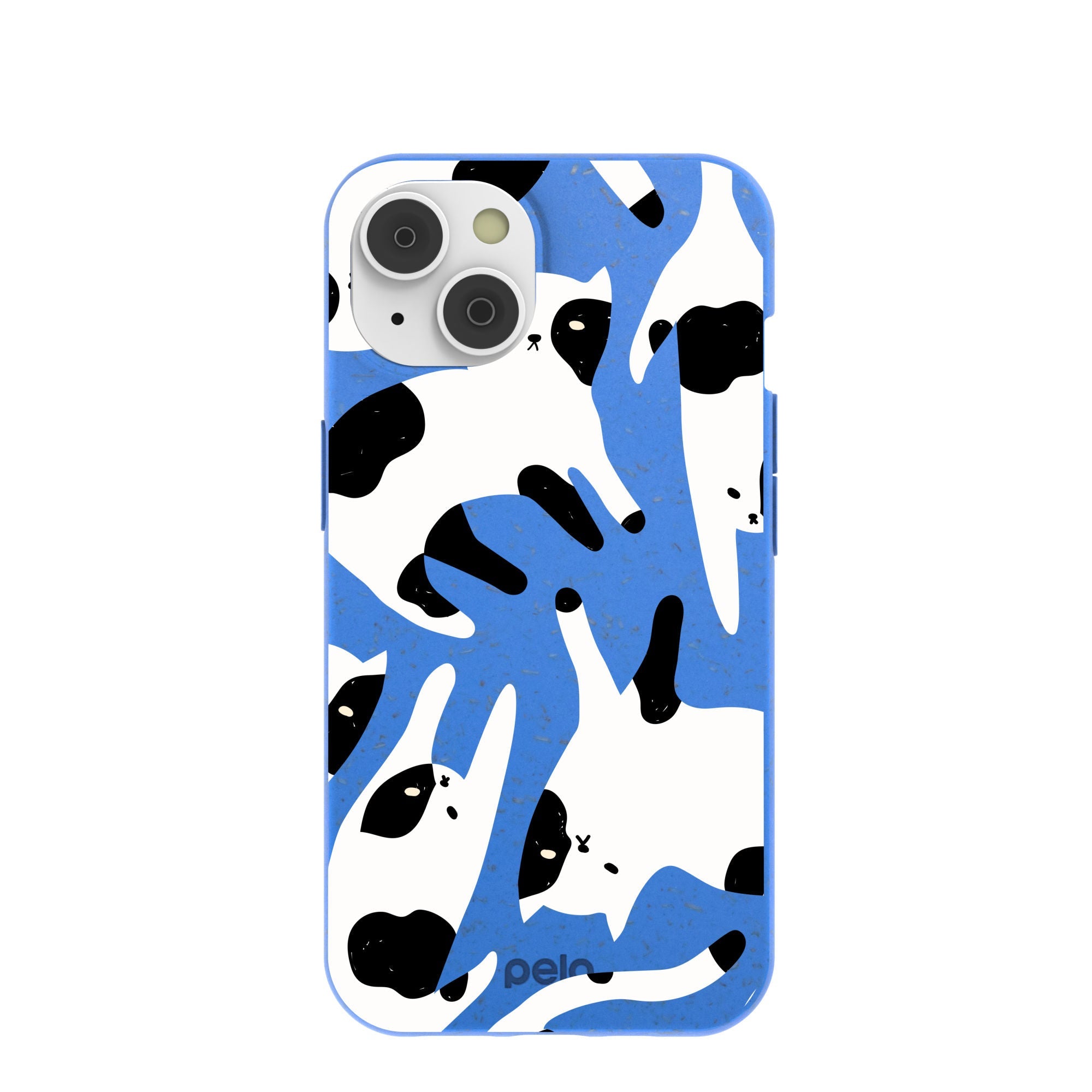 Electric Blue Cat Cow iPhone 14/16e Case Refurbished - Pela Case refurbished available on Cerqular