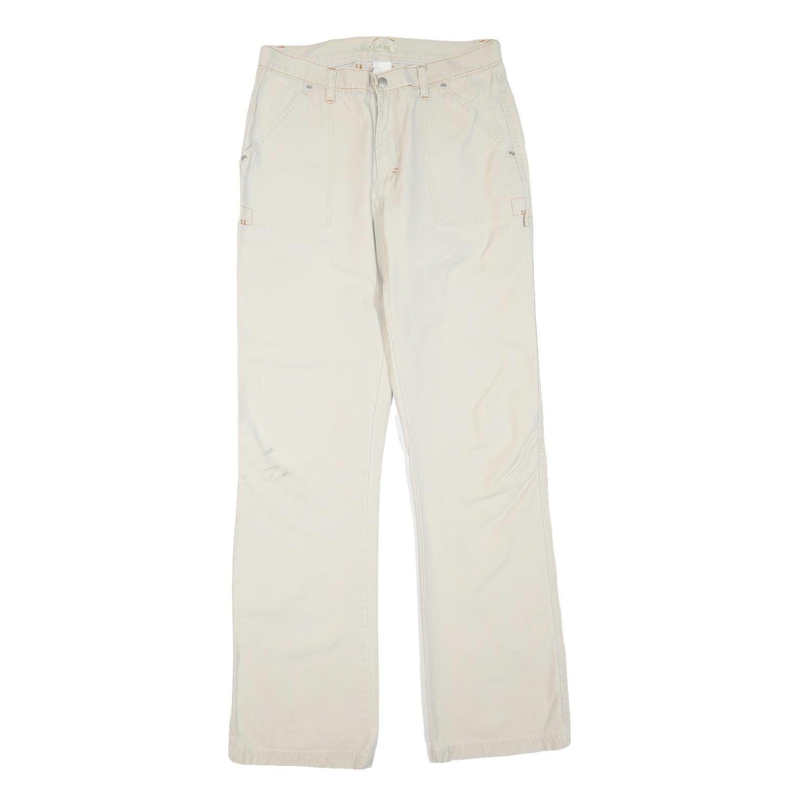 VOLT CO Womens Regular Beige & Cream Cotton Blend Trousers W30 L32 Zip Casual Refurbished - N/A refurbished available on Cerqular