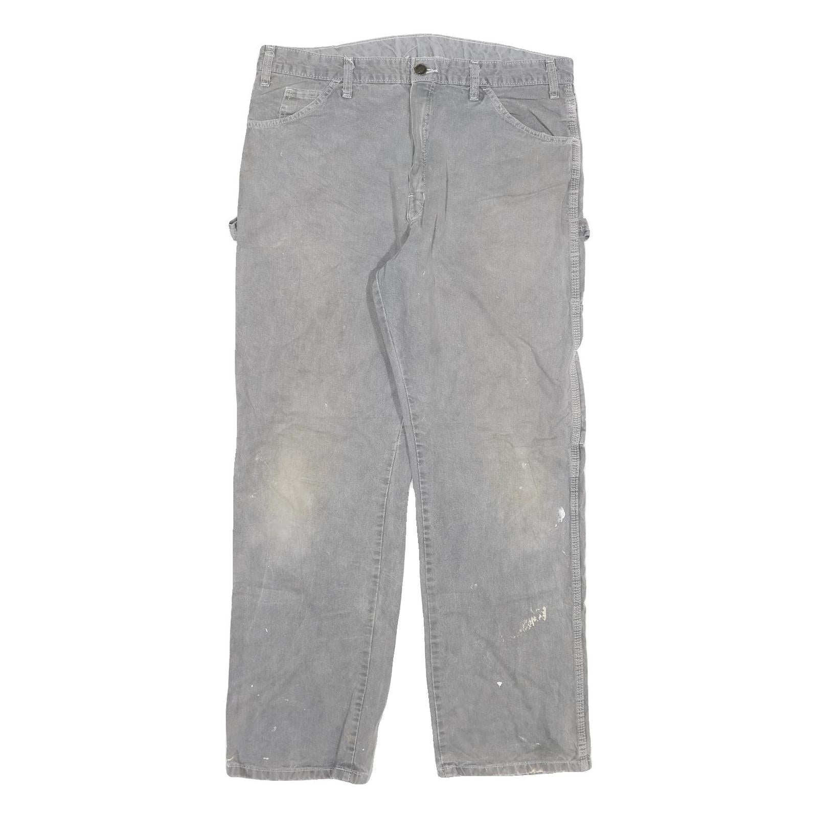 DICKIES Mens Jeans Grey Regular Straight Denim W34 L29 Workwear Paint Splatter Refurbished - N/A refurbished available on Cerqular