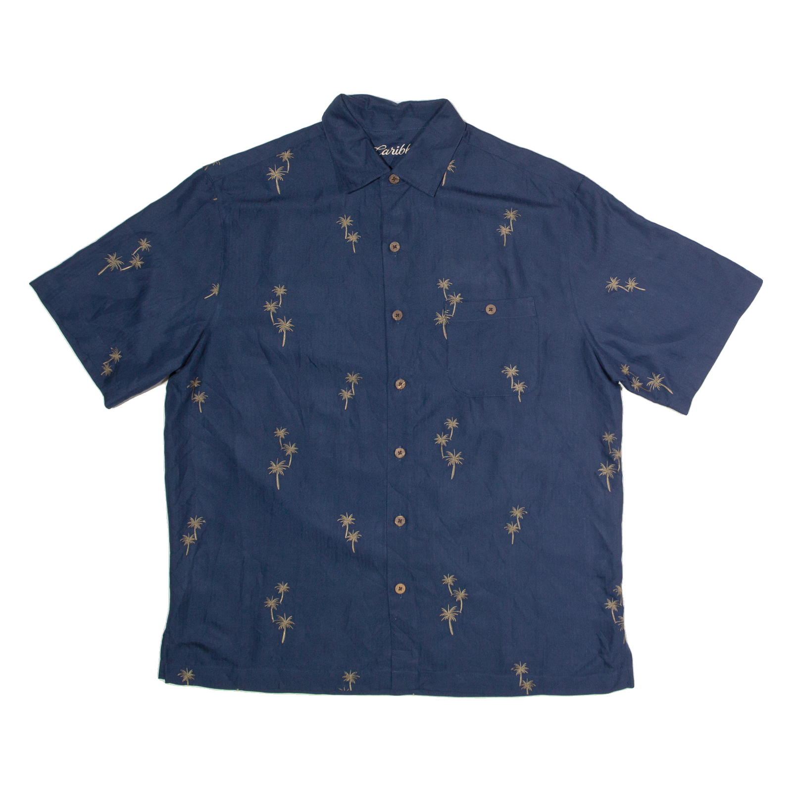 CARIBBEAN Mens Hawaiian Shirt Blue 90s L Refurbished - N/A refurbished available on Cerqular