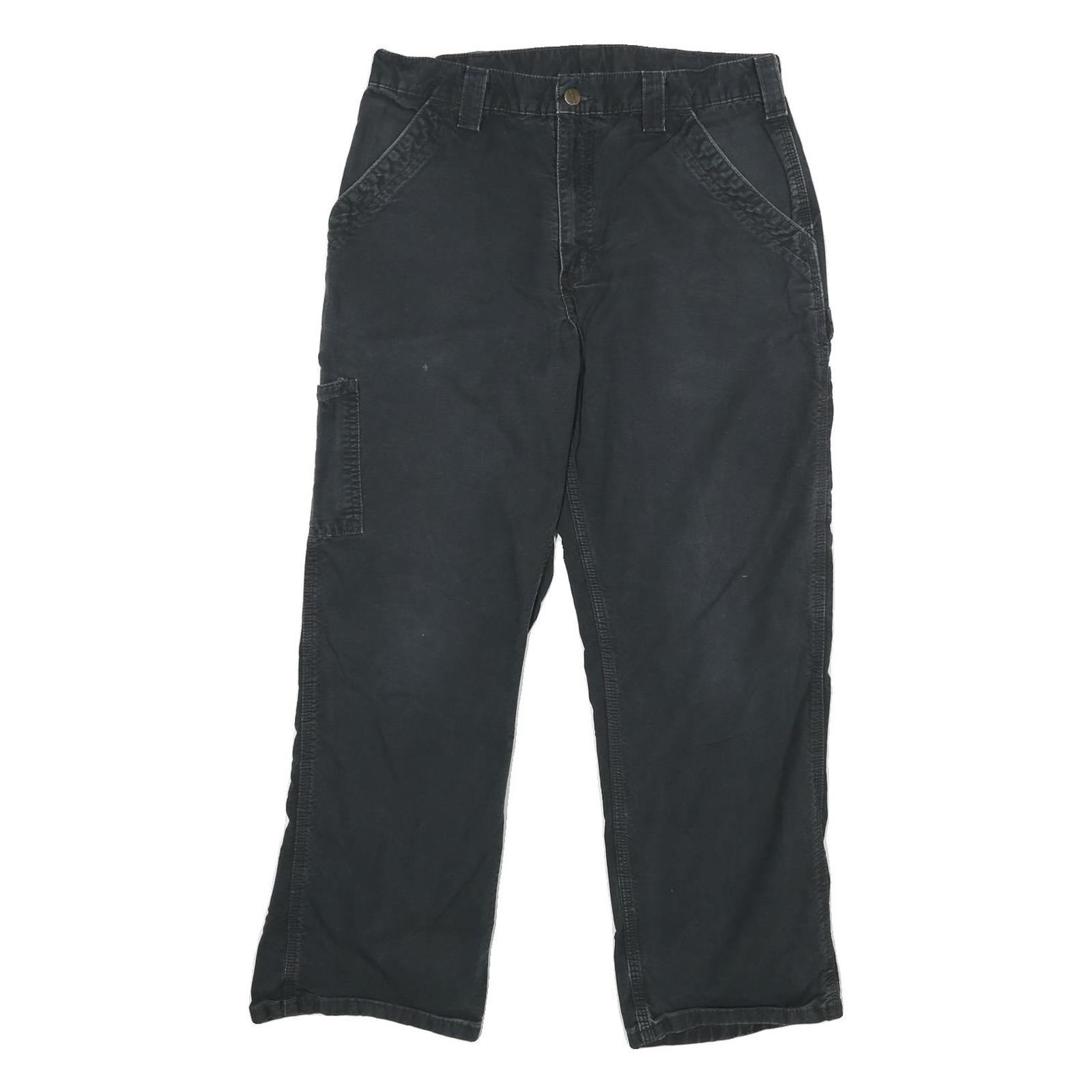 CARHARTT Mens Cotton Black Loose Straight Trousers W33 L30 Workwear Durable Zip Refurbished - N/A refurbished available on Cerqular