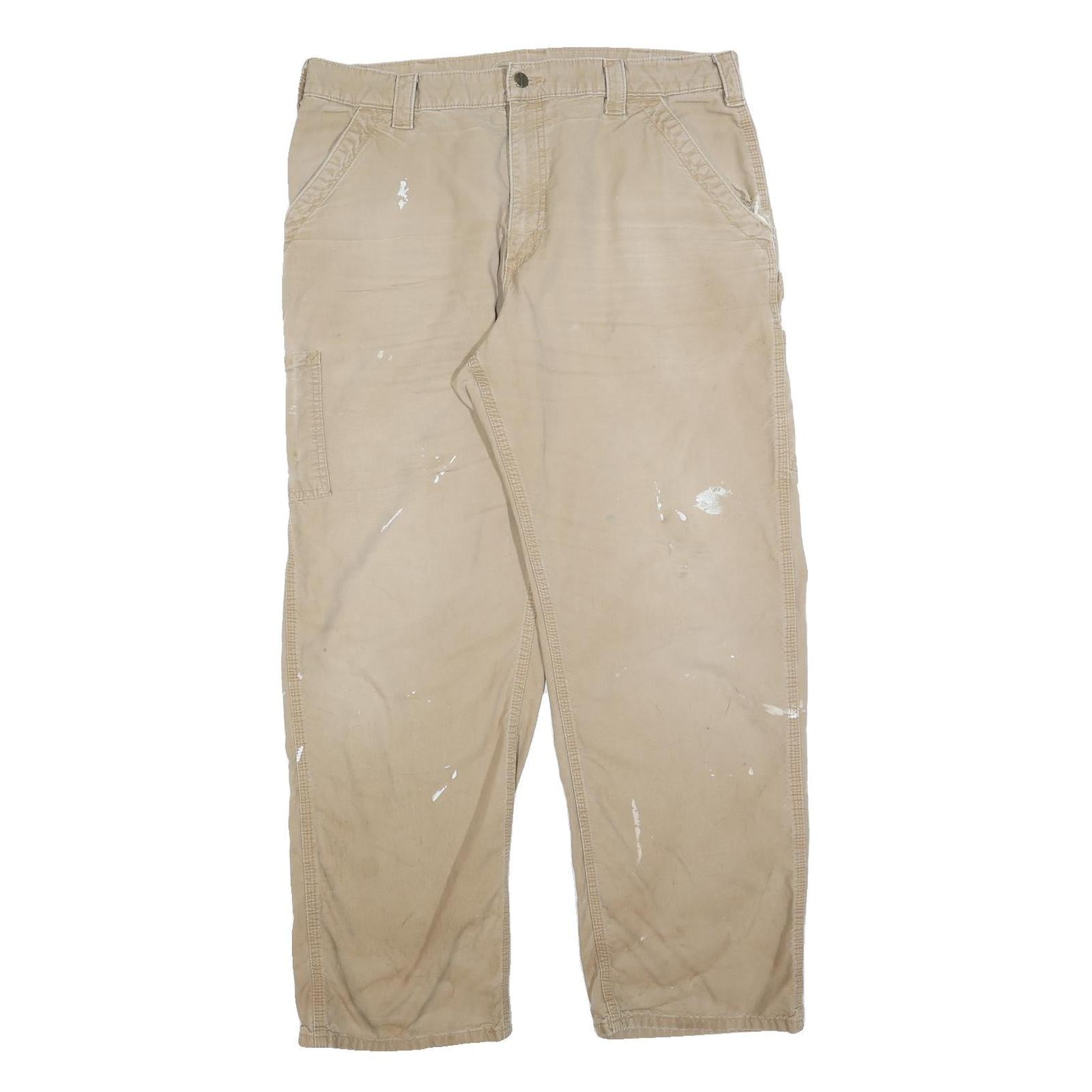 CARHARTT Mens Relaxed Beige Workwear Trousers W38 L32 Cotton Blend Zip Refurbished - N/A refurbished available on Cerqular