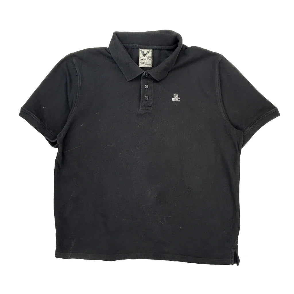 Avirex Polo Shirt - 3XL Black Cotton Refurbished - Thrifted (note: this is a term often used to describe second- refurbished available on Cerqular