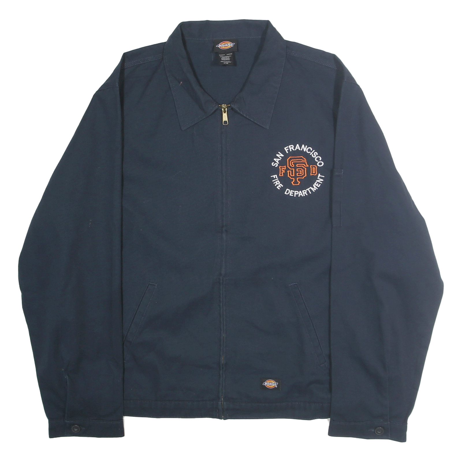 DICKIES Mens Blue San Francisco Fire Department Workwear Jacket 2XL Polyester Refurbished - N/A refurbished available on Cerqular