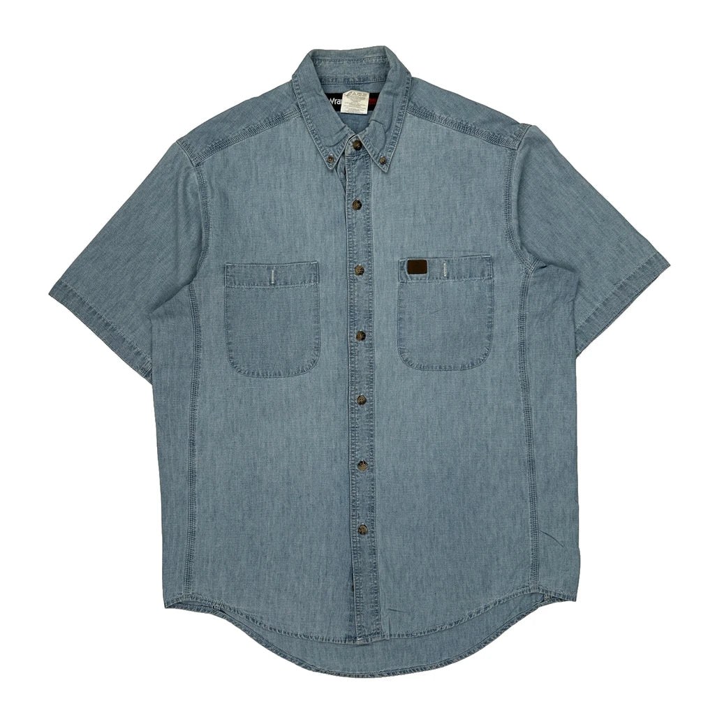 Wrangler Denim Shirt - Large Blue Cotton Refurbished - Thrifted (note: this is a term often used to describe second- refurbished available on Cerqular