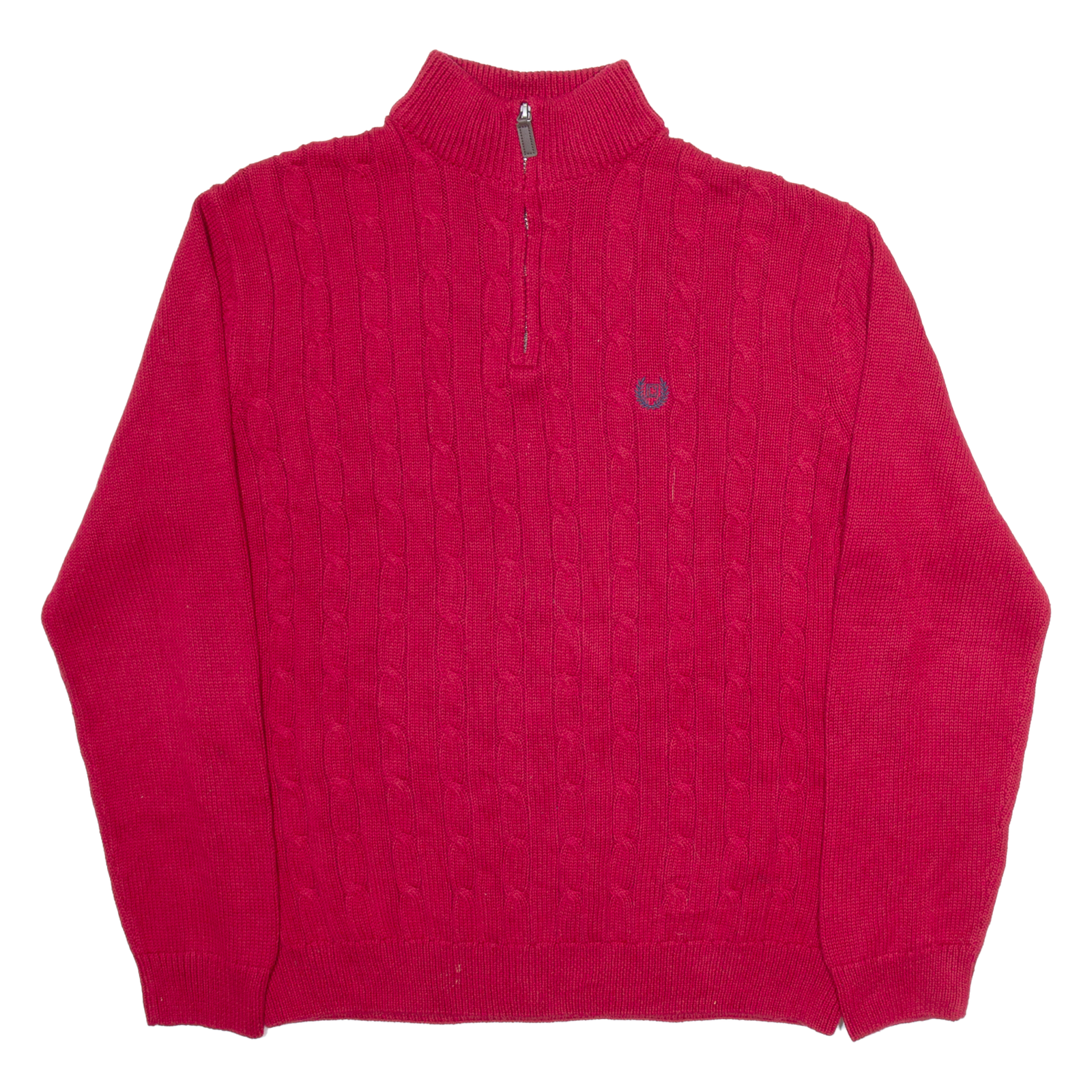 CHAPS Mens Jumper Red 1/4 Zip Cable Knit L Refurbished - N/A refurbished available on Cerqular