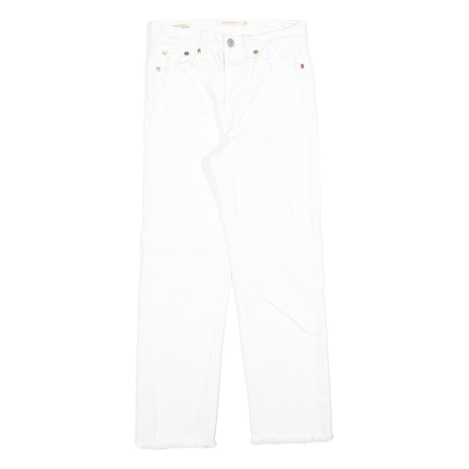 Buy LEVI'S Womens White Regular Straight Denim Raw Hem W23 L23 Cotton Blend Button Refurbished - $41.59 LEVI'S Womens White Regular Straight Denim Raw Hem W23 L23 Cotton Blend Button Refurbished - N/A refurbished available on Cerqular