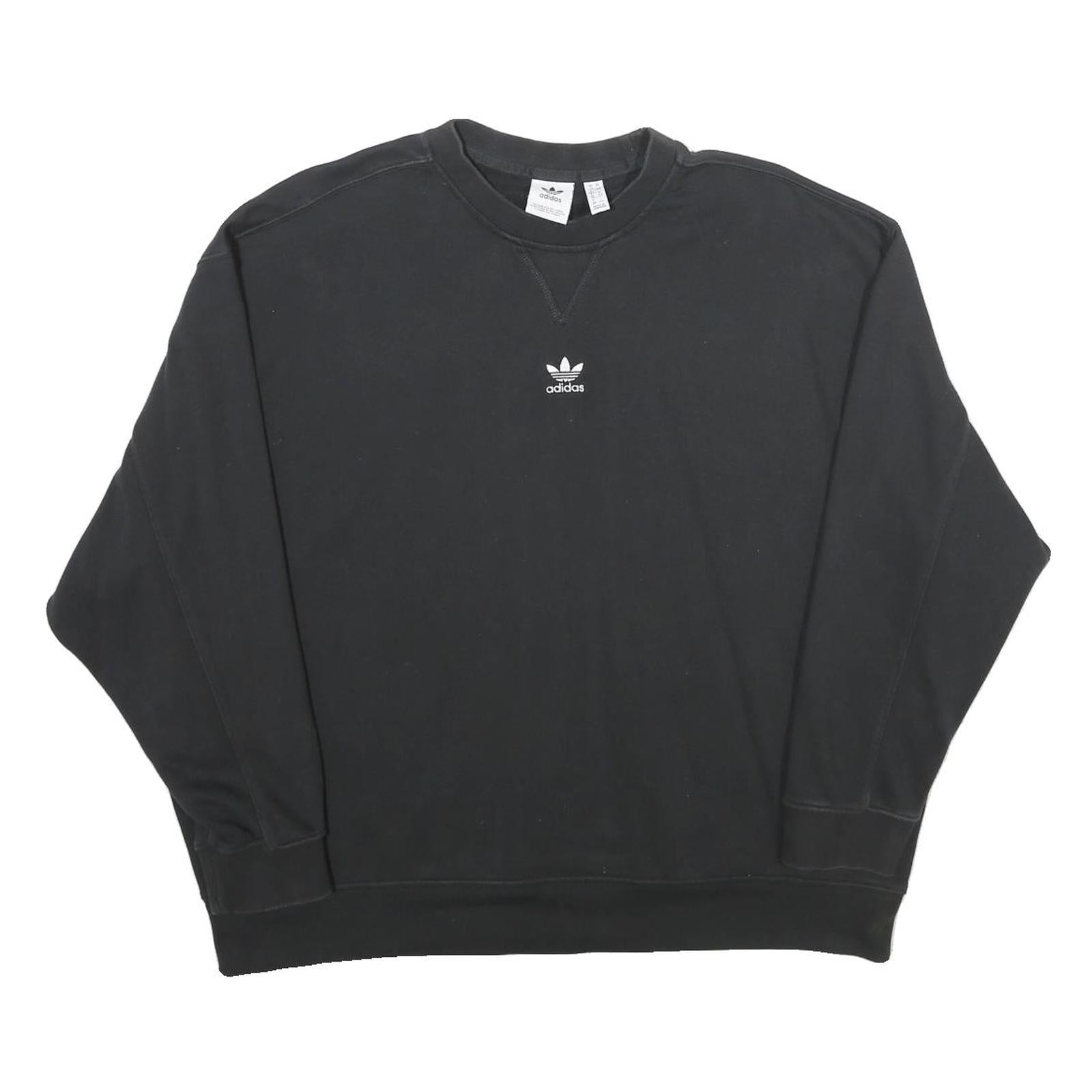ADIDAS Womens Black Crew Neck UK 12 Sweatshirt Cotton Blend Casual Pullover Refurbished - N/A refurbished available on Cerqular