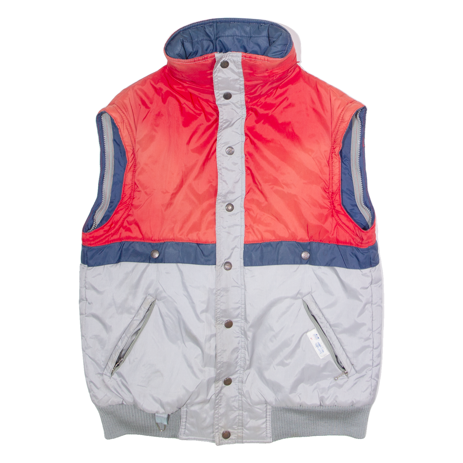 AMERICAN SPORTS Mens Puffer Gilet Silver 80s Hooded Colourblock S Refurbished - N/A refurbished available on Cerqular