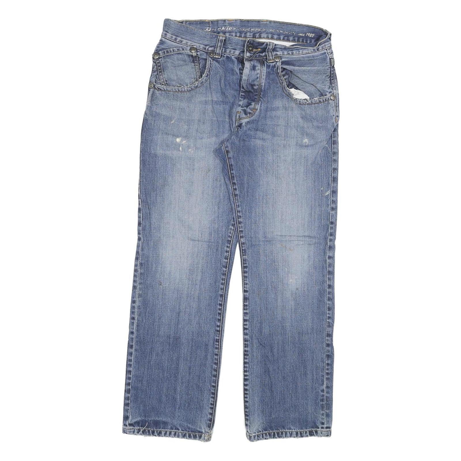 DICKIES Mens Jeans Blue Regular Straight Denim Light W30 L29 Zip Cotton Blend Refurbished - N/A refurbished available on Cerqular