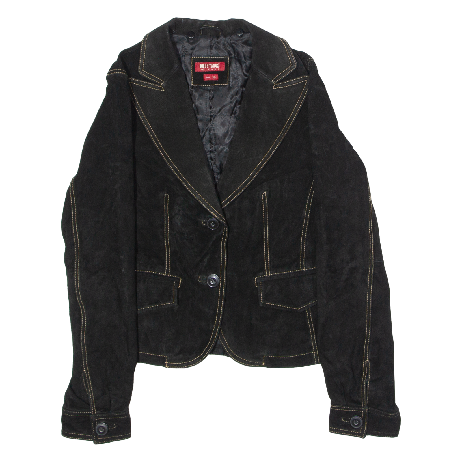 MUSTANG JEANS Womens Blazer Jacket Black Leather XS Refurbished - N/A refurbished available on Cerqular
