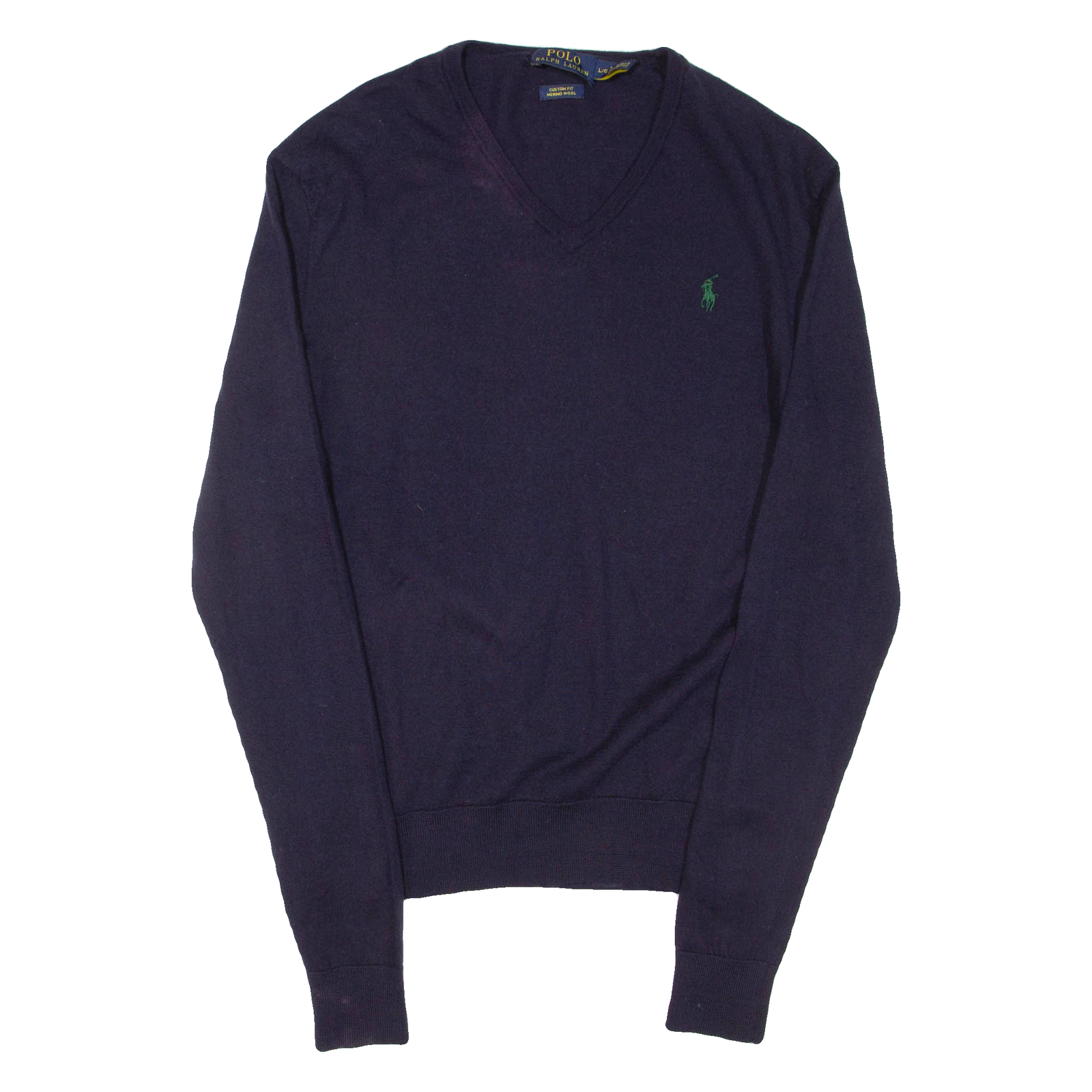 POLO RALPH LAUREN Mens Jumper Blue Tight Knit Wool L Refurbished - N/A refurbished available on Cerqular