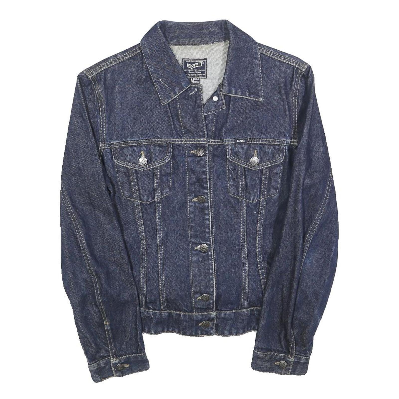 GAS Womens Blue Denim Jacket M Cotton Button Classic Casual Stylish Refurbished - N/A refurbished available on Cerqular