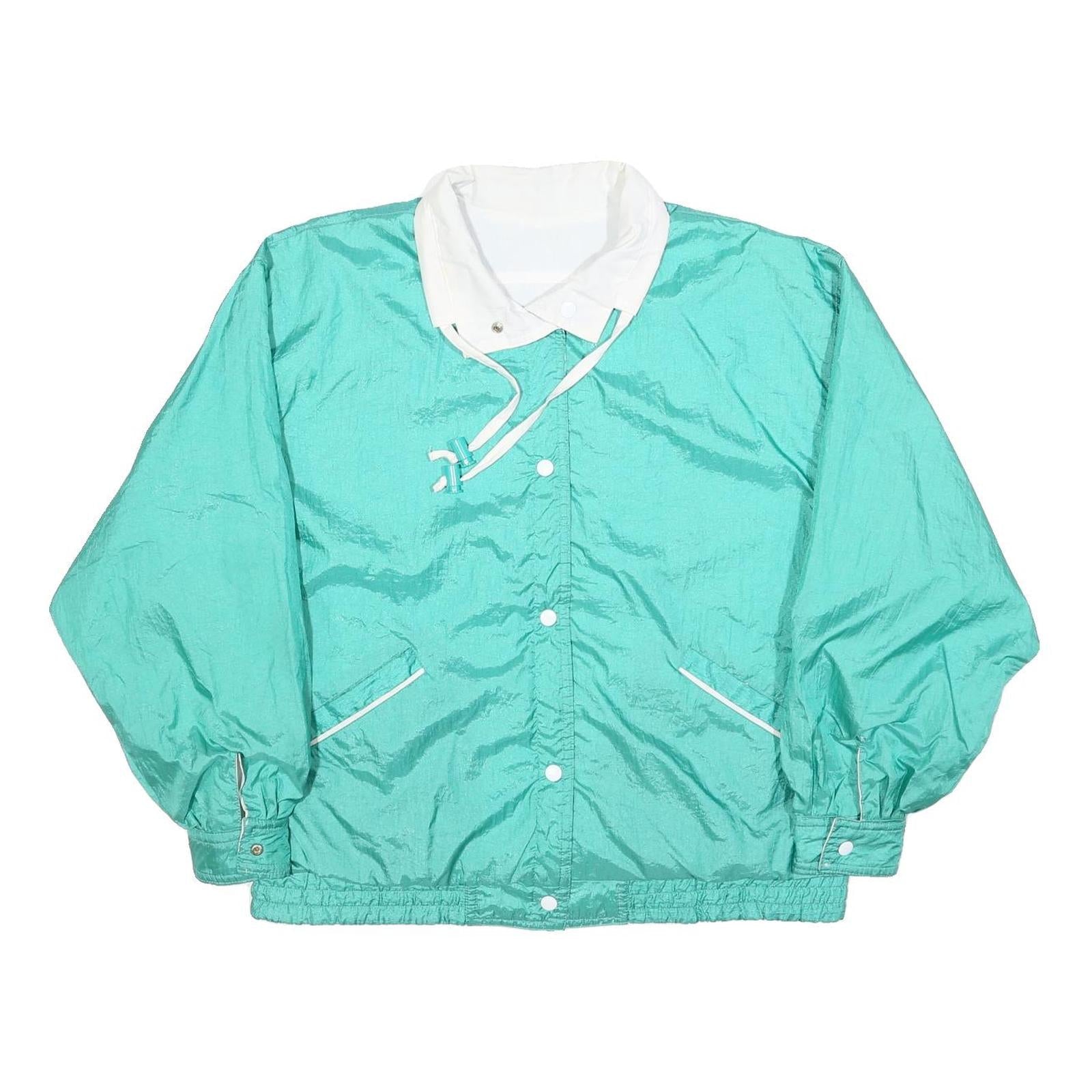 Womens Blue & White Nylon Button Jacket L Plain Lightweight Casual Refurbished - N/A refurbished available on Cerqular