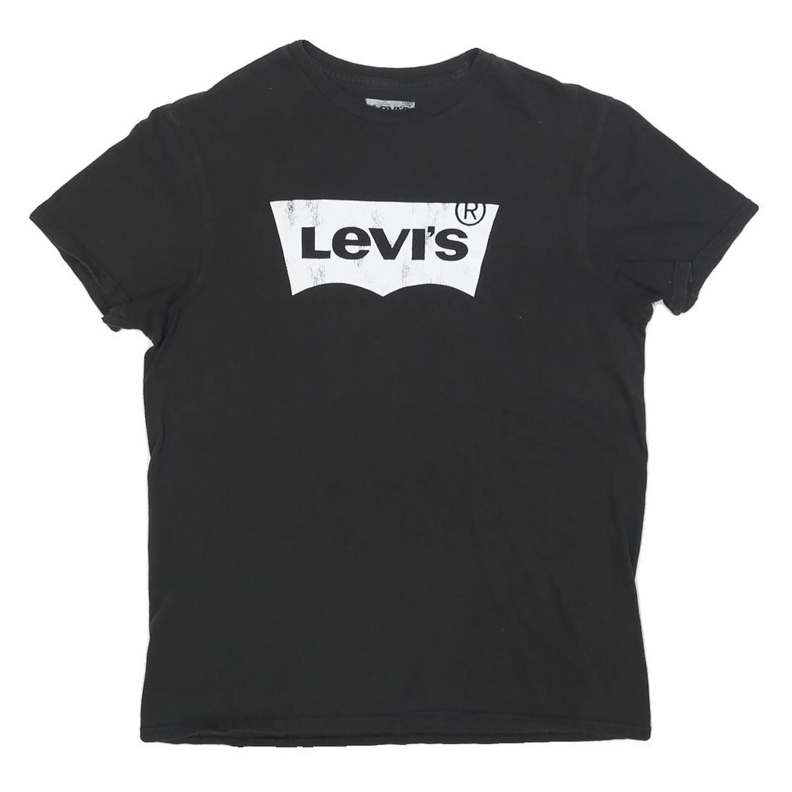 LEVI'S Womens Black Graphic T-Shirt M Short Sleeve Crew Neck Cotton Blend Refurbished - N/A refurbished available on Cerqular