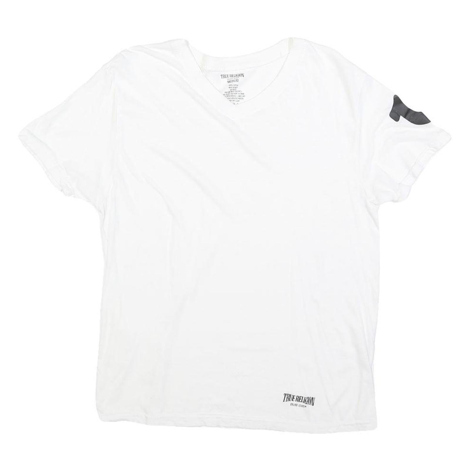 TRUE RELIGION Womens White V-Neck T-Shirt M Short Sleeve Cotton Blend Casual Refurbished - N/A refurbished available on Cerqular