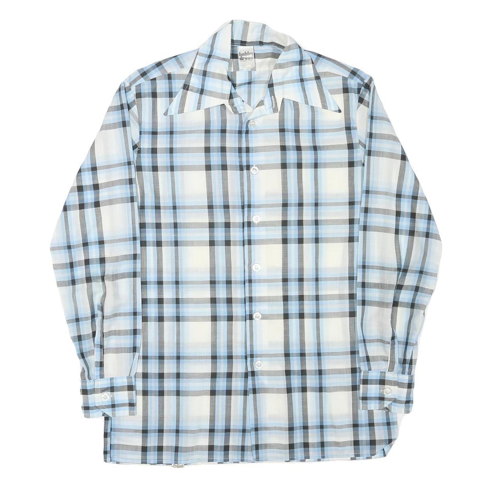 HOBBY DRESS Mens Blue & Grey Check Shirt M Lightweight Casual Cotton Blend Refurbished - N/A refurbished available on Cerqular